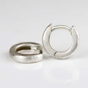. Sterling Silver Rustic Huggie Hoop Earrings