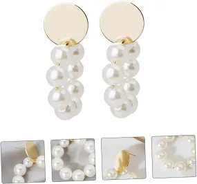 1 Pair Elegant Pearl Eardrop Earrings Needle Dangling Jewelry Chic Ear Pendant for Special Occasions for Weddings Birthdays Anniversaries Daily Wear