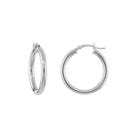 10K White Gold 3x25mm Hoops