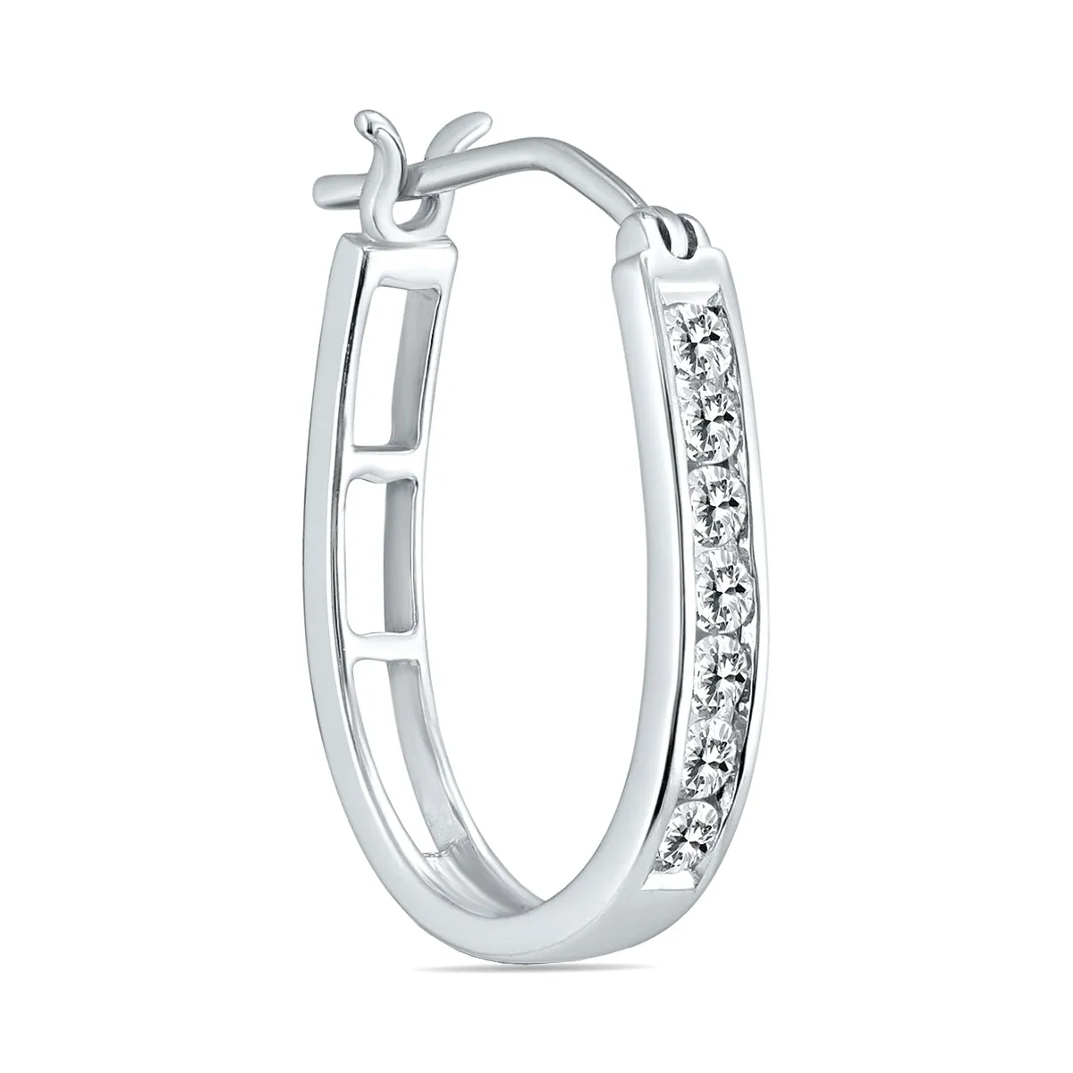 1/2 Carat Tw Diamond Hoop Earrings In 10K White Gold