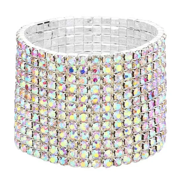 12 Row Crystal Rhinestone Stretchable Bracelet