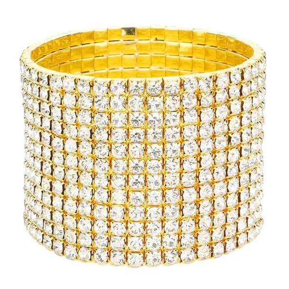 12 Row Crystal Rhinestone Stretchable Bracelet