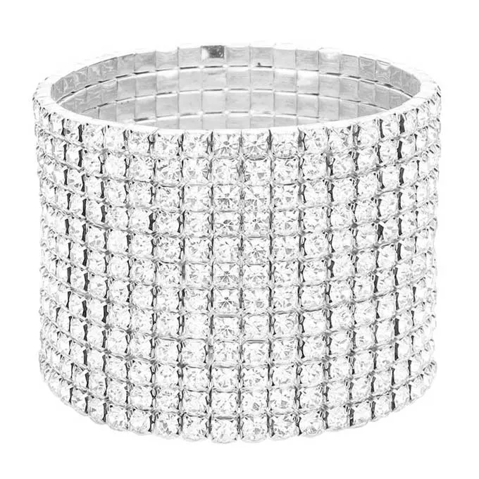 12 Row Crystal Rhinestone Stretchable Bracelet