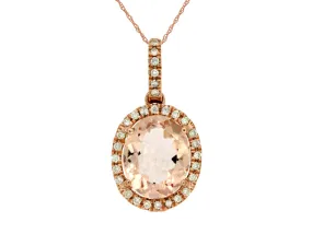 14K Rose Gold Morganite and Diamond Necklace
