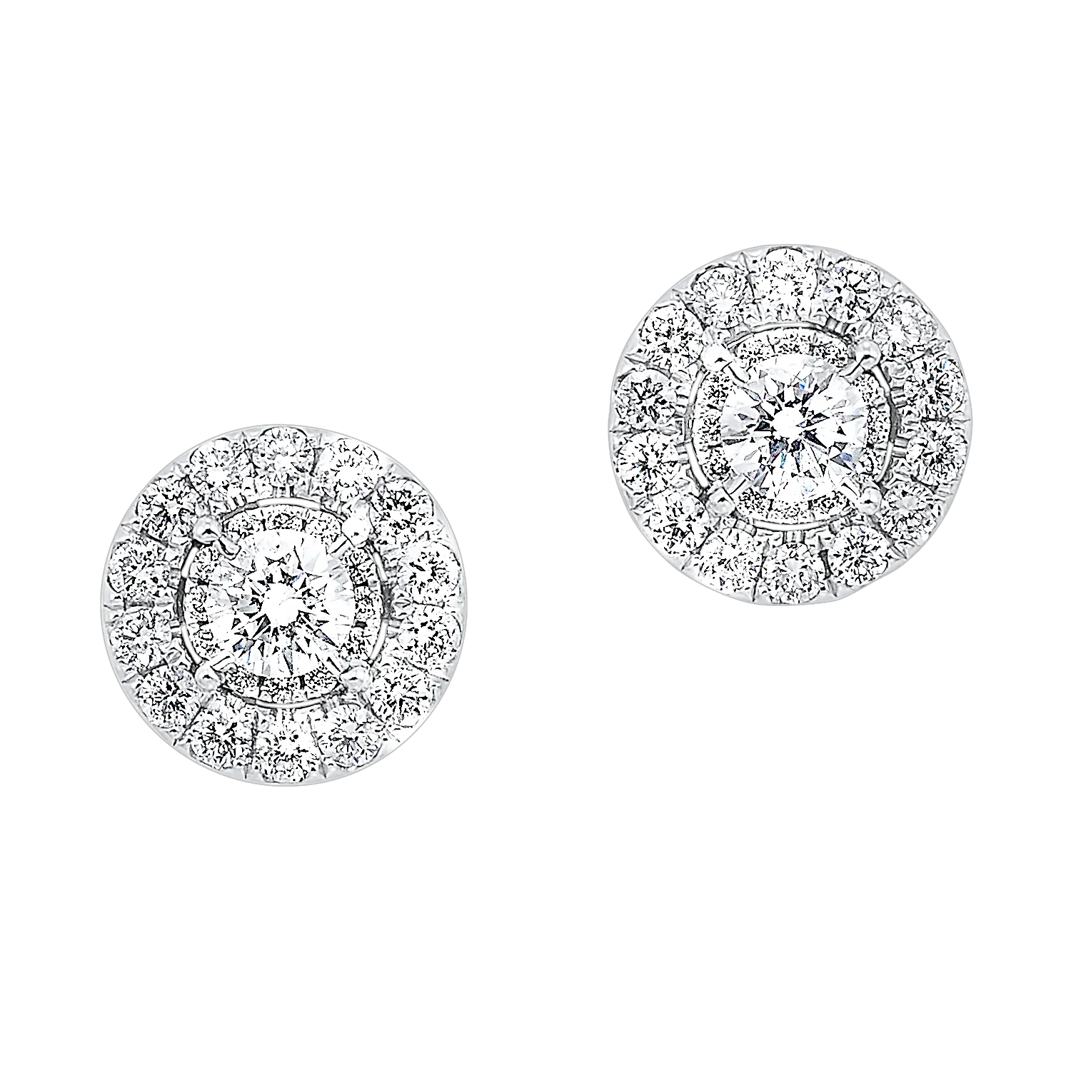 14KTW Round Halo Prong Earrings 1/2 Ctw