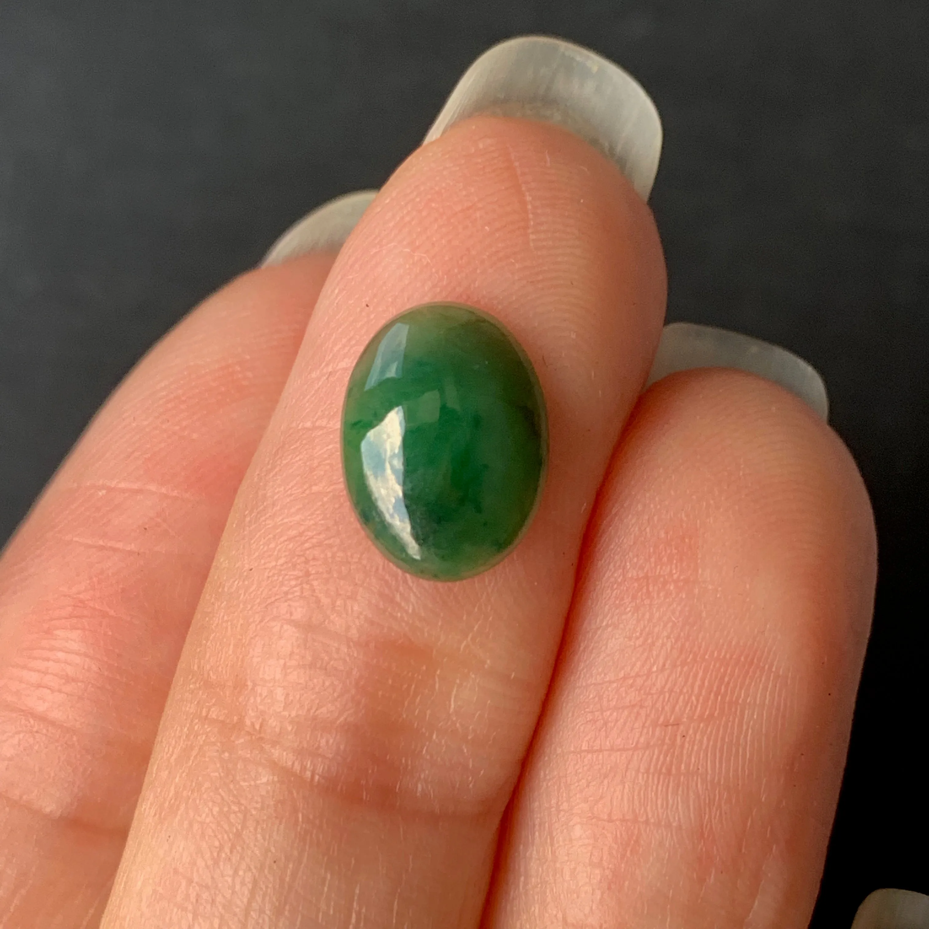 1.55ct A-Grade Natural Green Jadeite Oval Cabochon No.220447