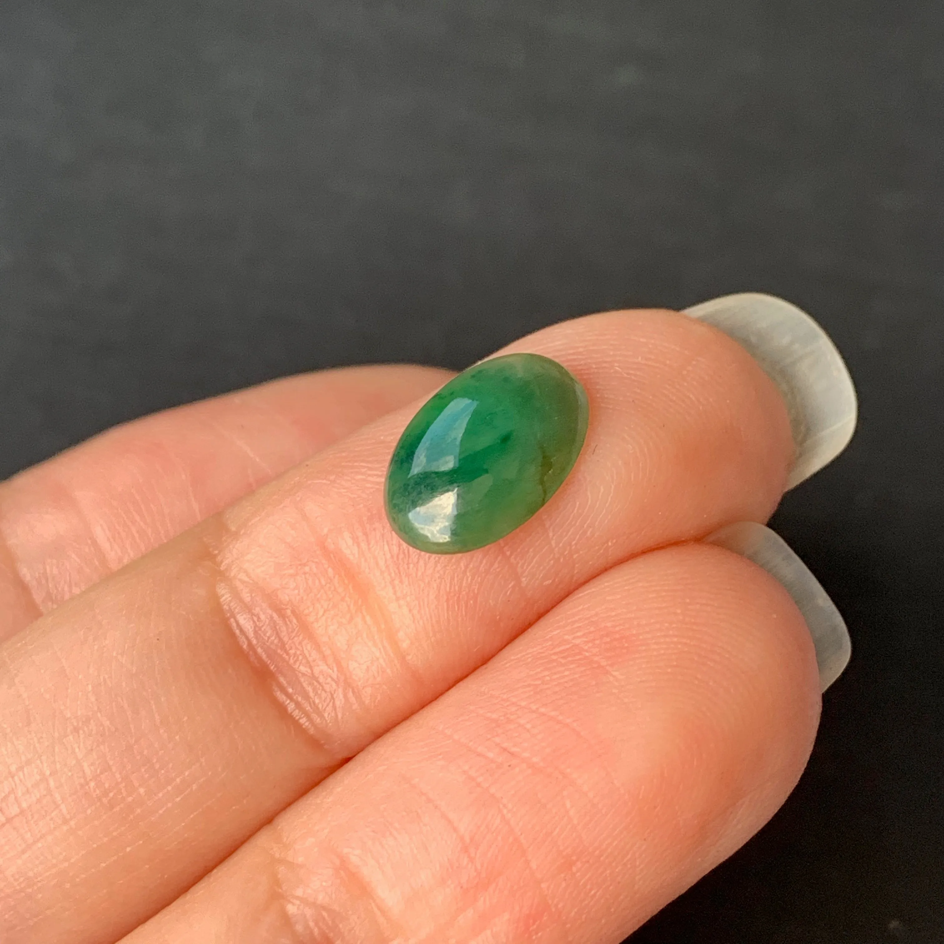 1.55ct A-Grade Natural Green Jadeite Oval Cabochon No.220447
