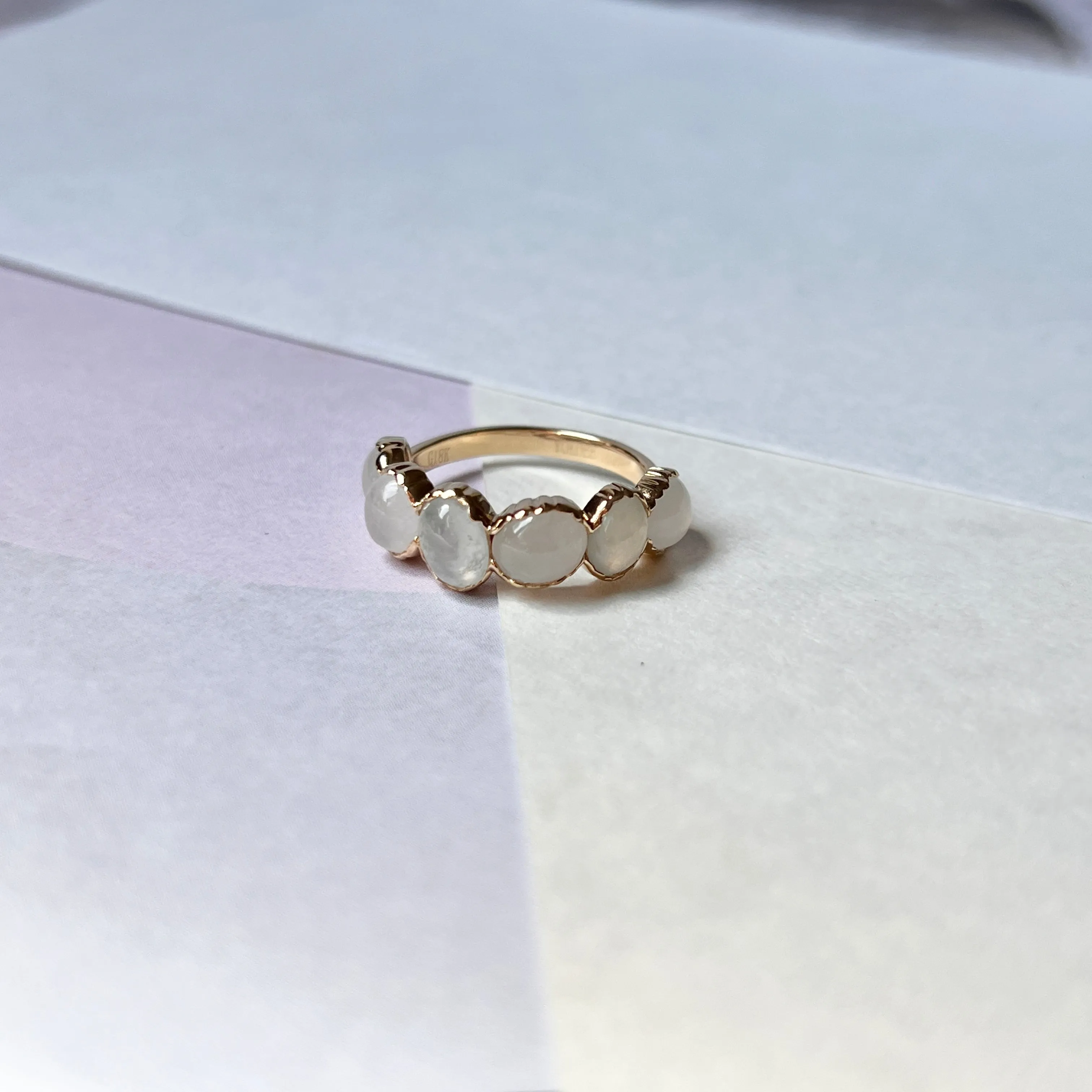 16.2mm A-Grade Natural White Jadeite Colour Galore Ring No.162387