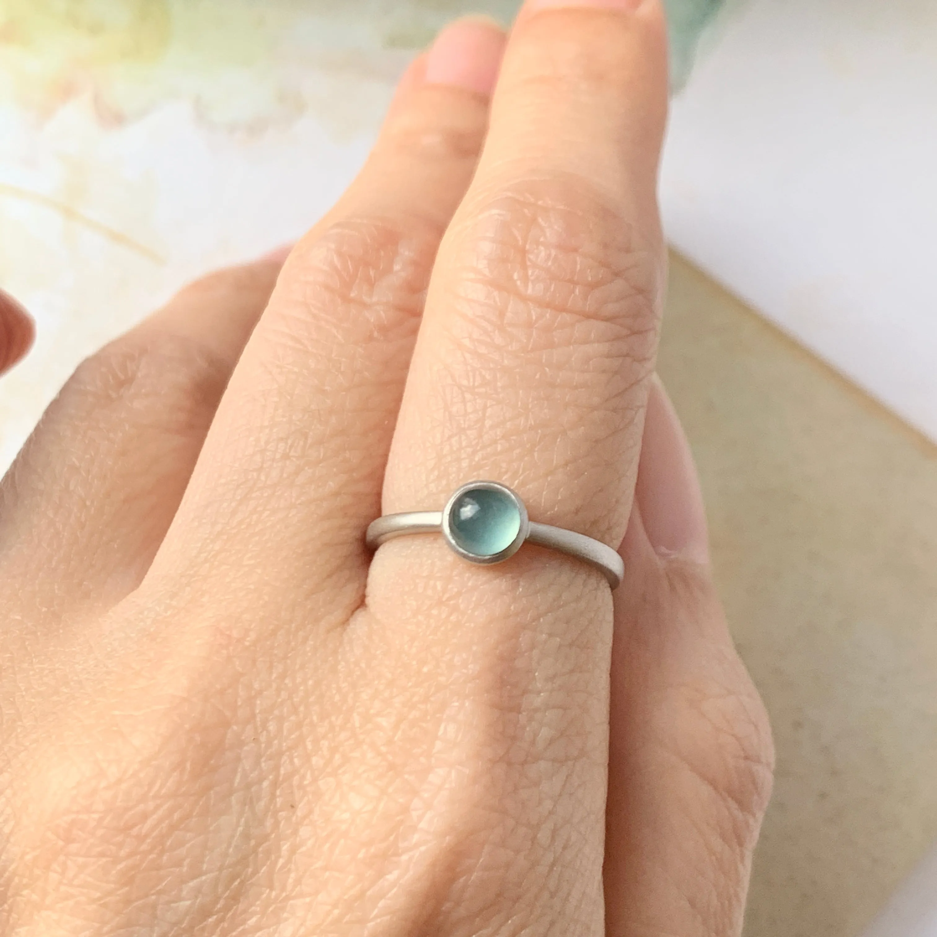 16.2mm Icy A-Grade Natural Glacier Blue Jadeite MINI.malist Ring No.162201