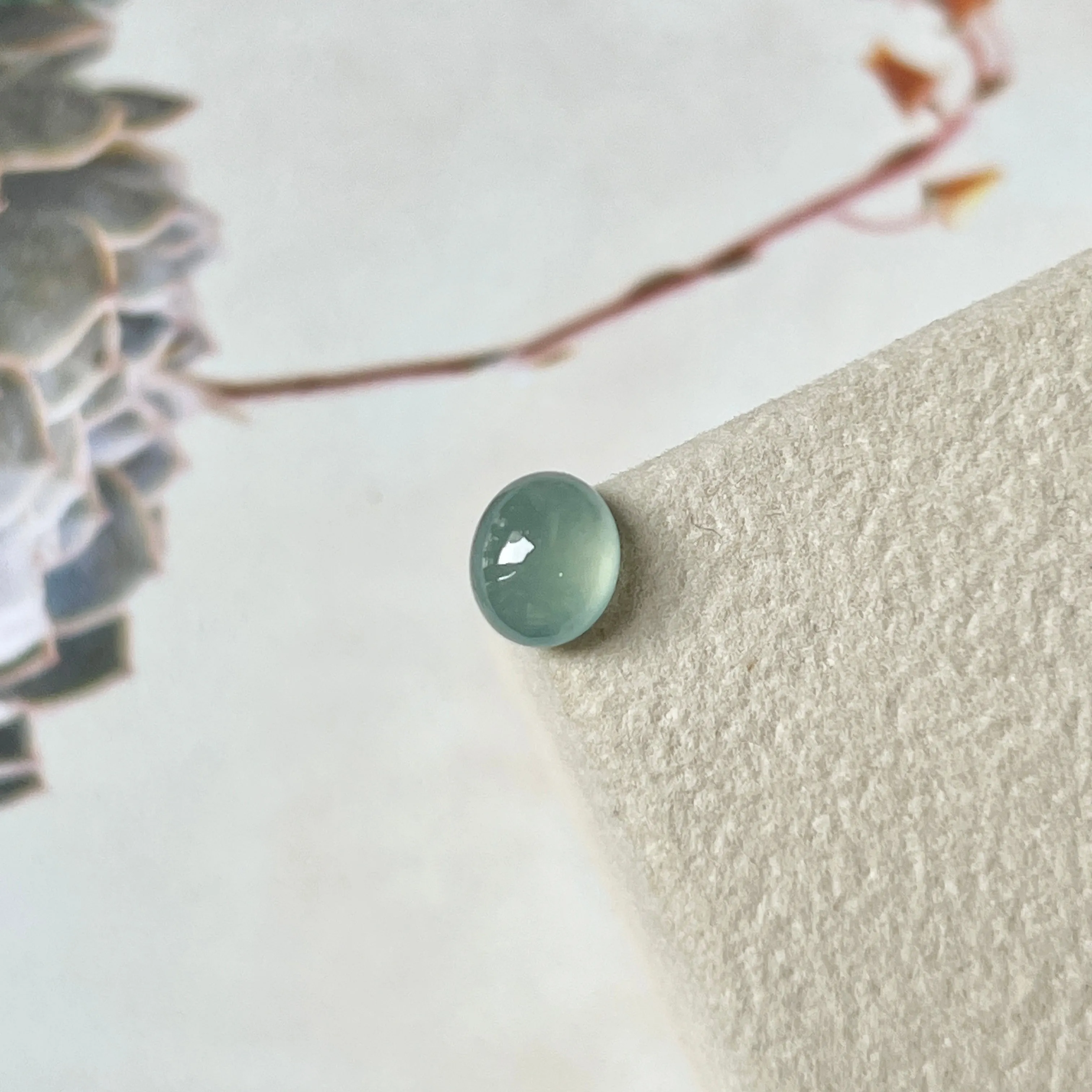 1.65 cts A-Grade Natural Greyish Blue Jadeite Oval Cabochon No.130360