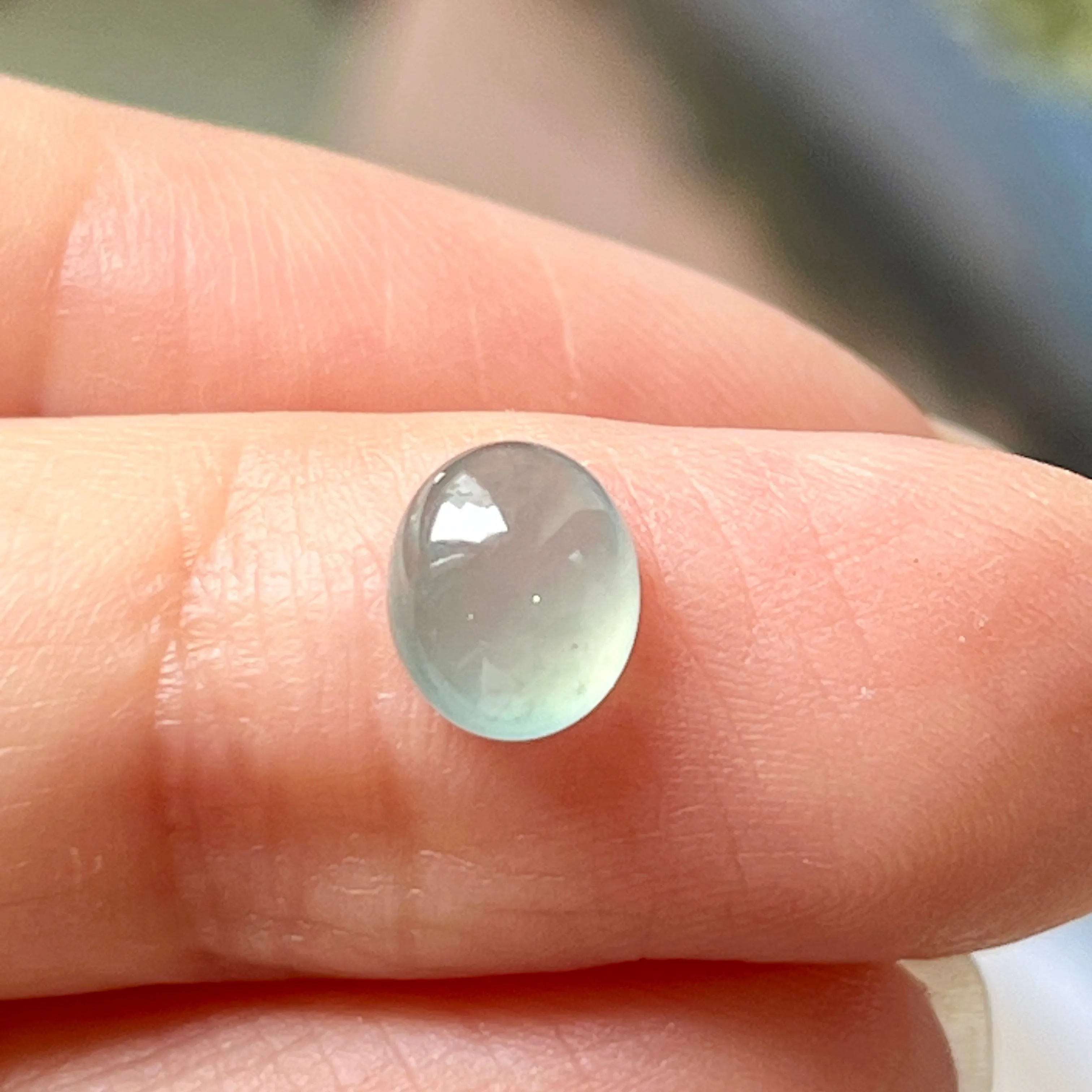 1.65 cts A-Grade Natural Greyish Blue Jadeite Oval Cabochon No.130360