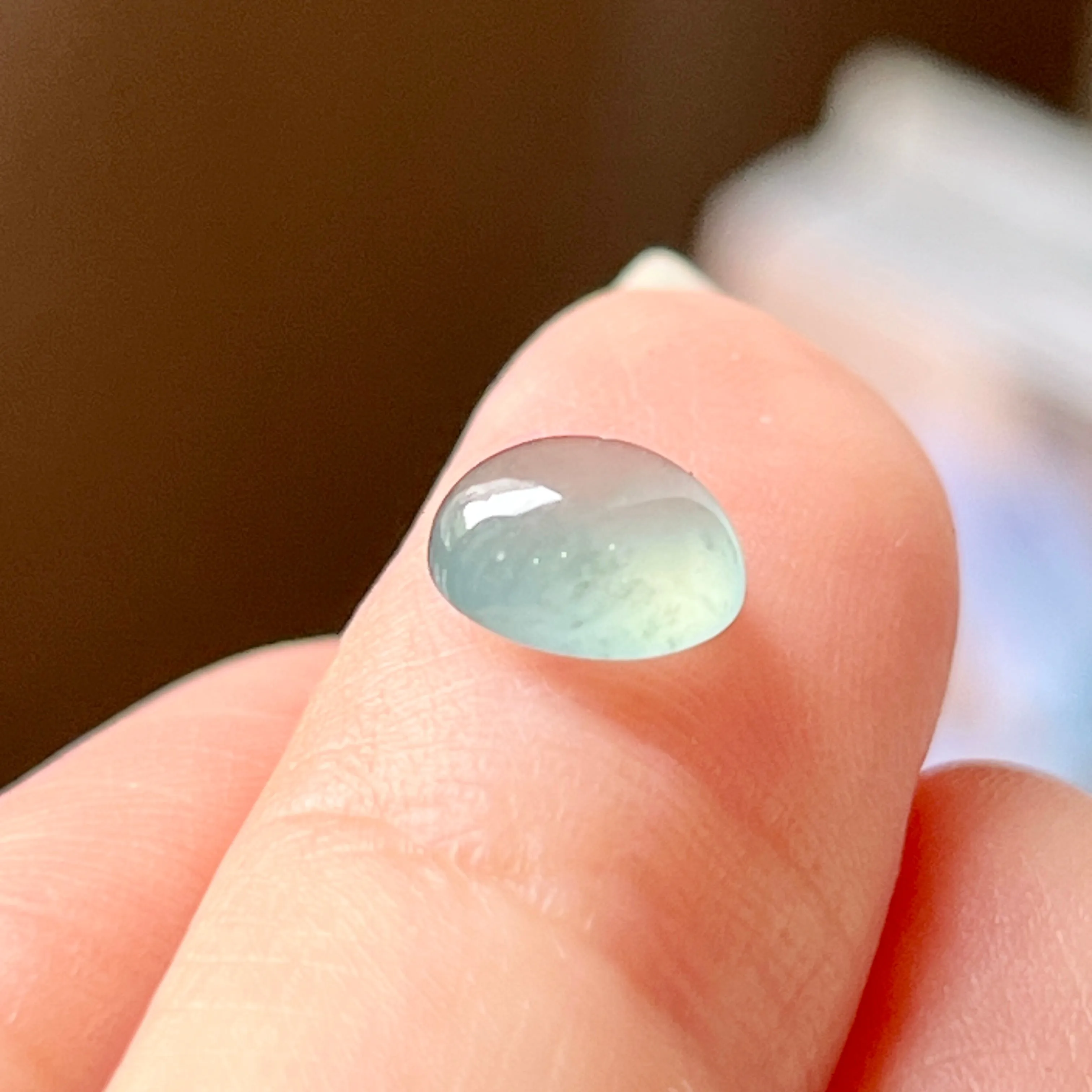 1.65 cts A-Grade Natural Greyish Blue Jadeite Oval Cabochon No.130360