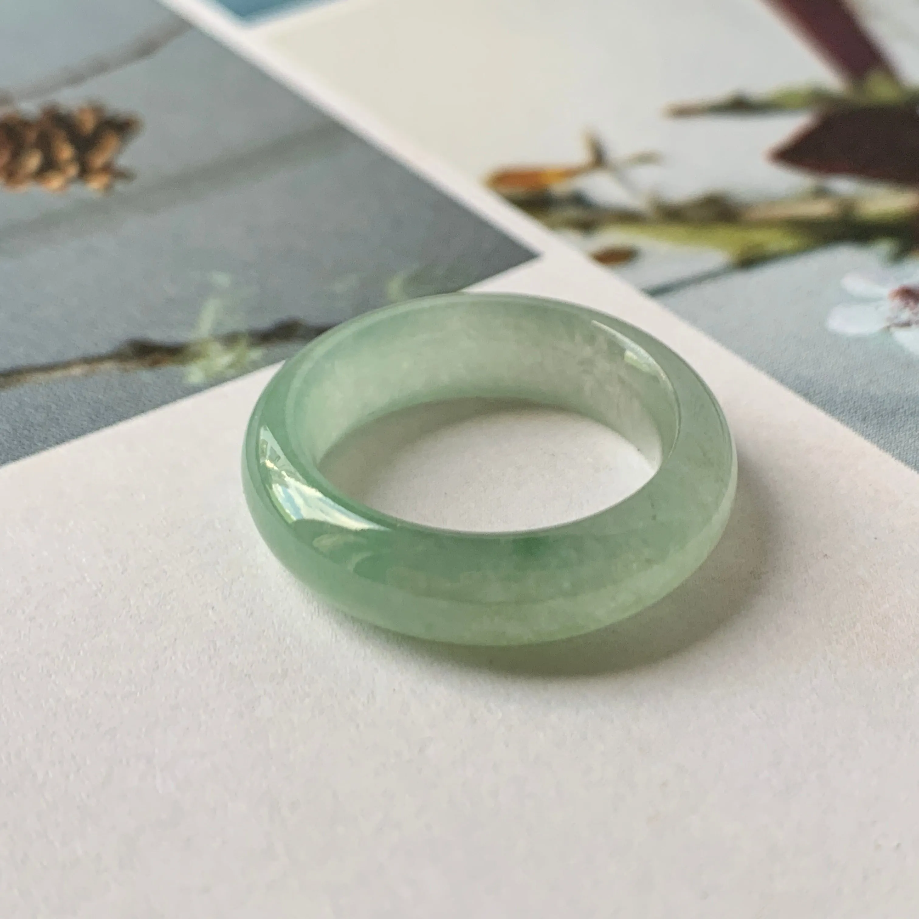 16.9mm A-Grade Natural Green Jadeite Ring Band No.162218