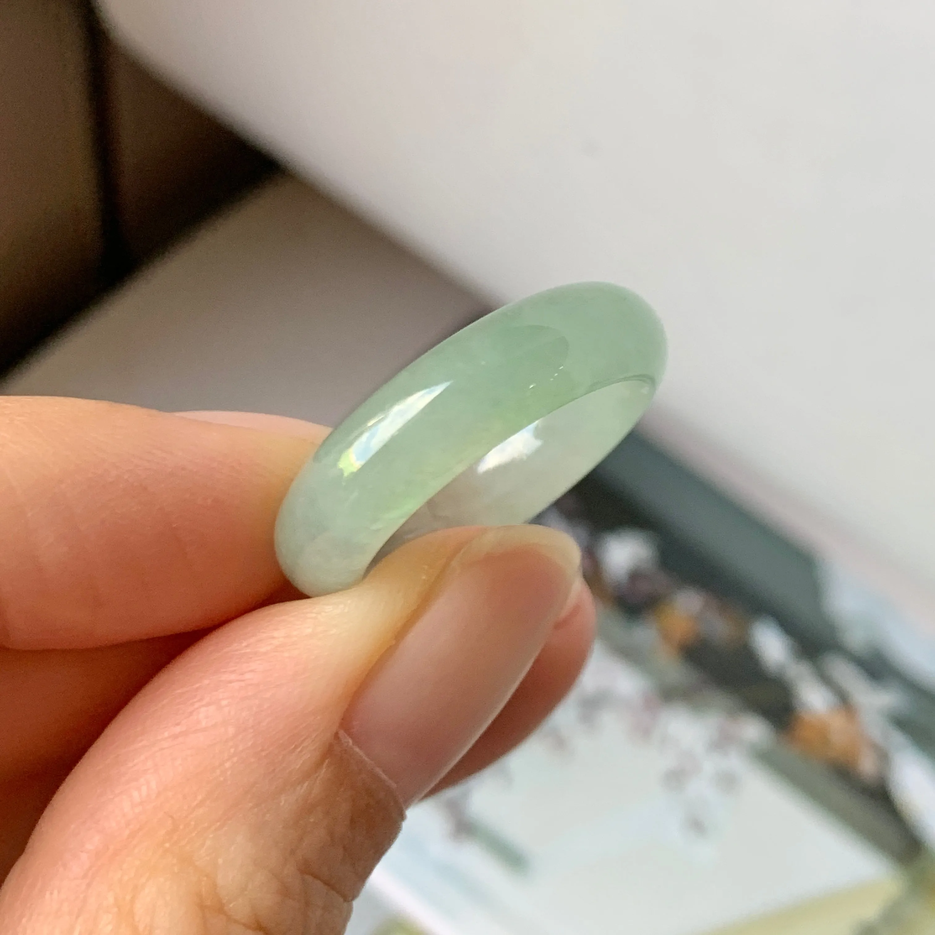 16.9mm A-Grade Natural Green Jadeite Ring Band No.162218
