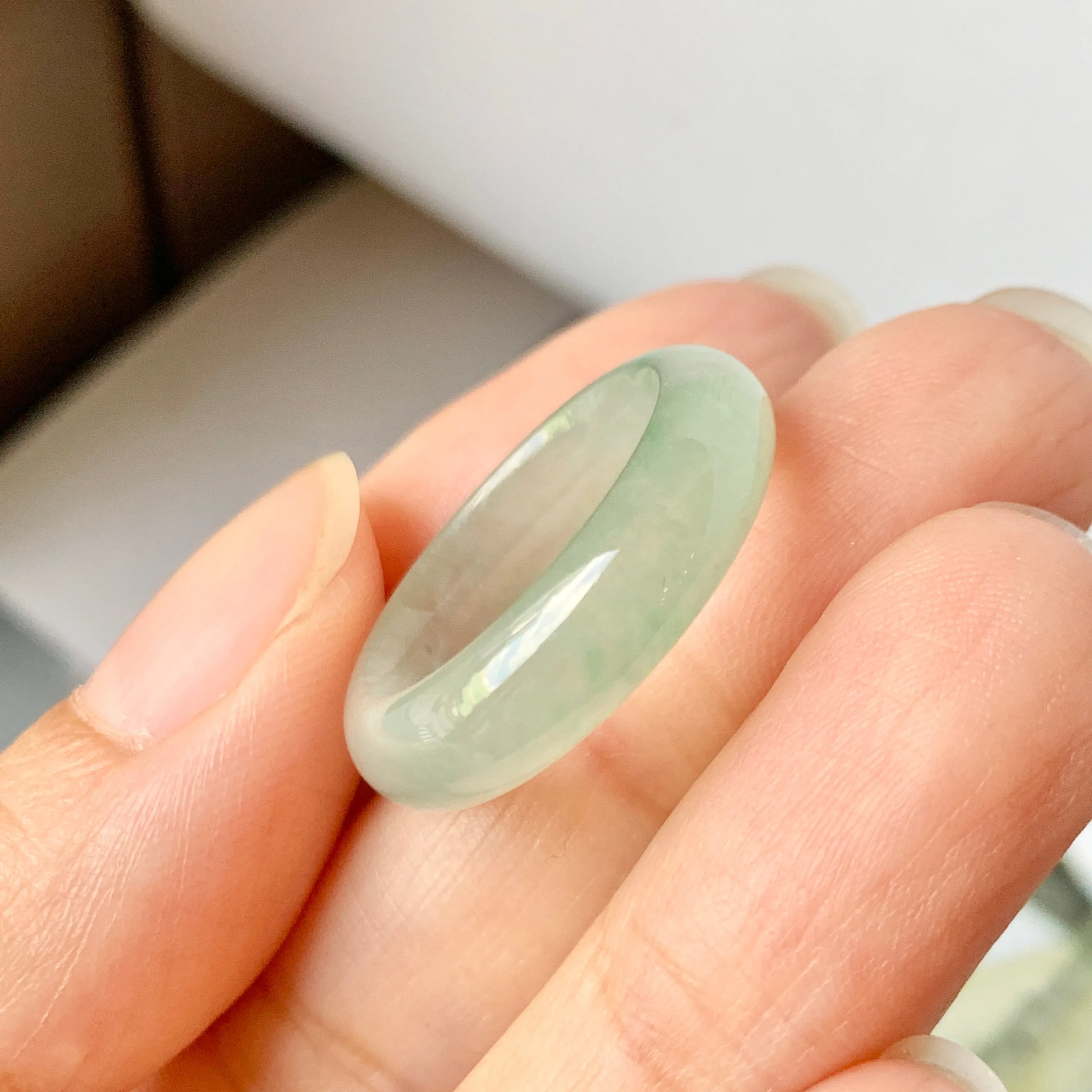 16.9mm A-Grade Natural Green Jadeite Ring Band No.162218