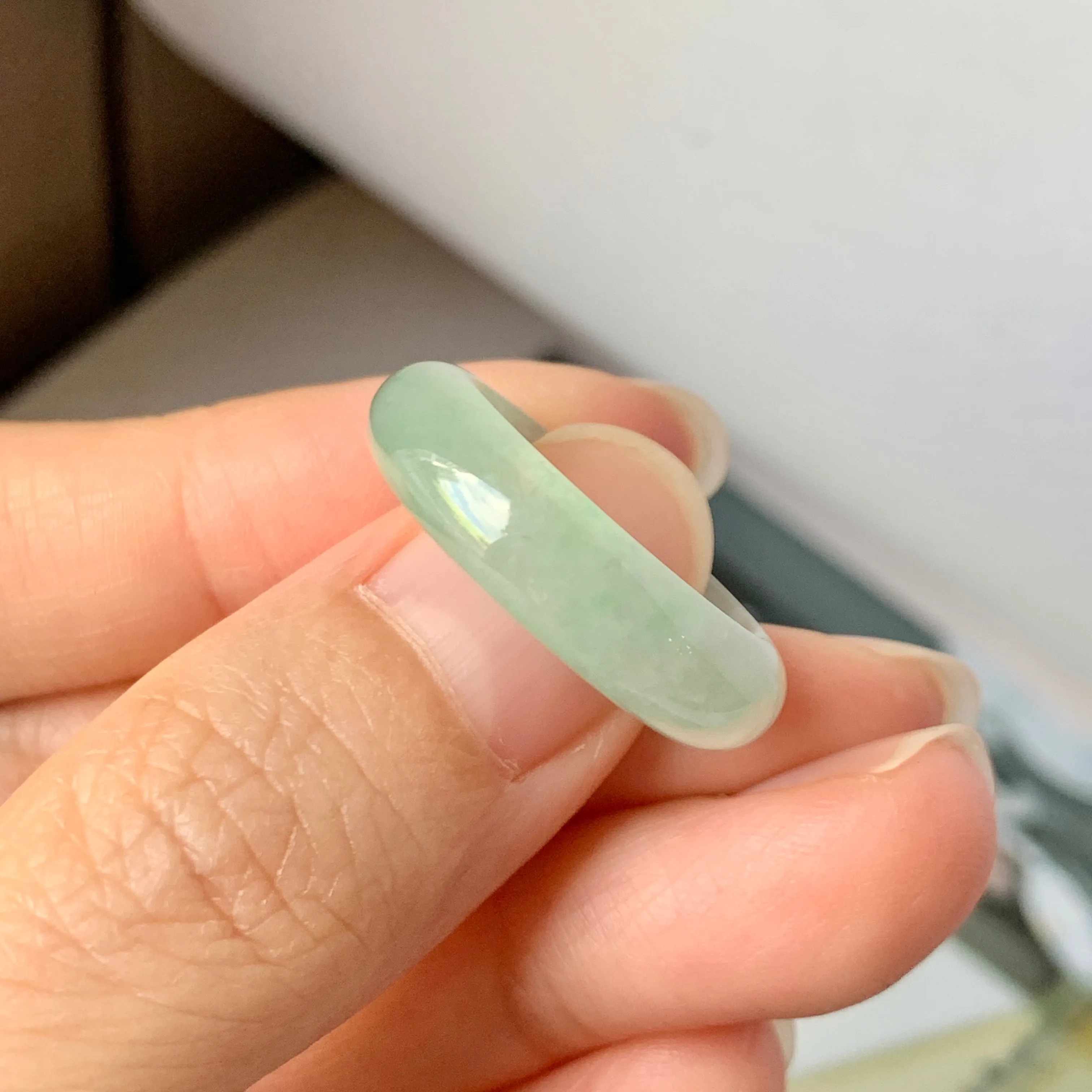 16.9mm A-Grade Natural Green Jadeite Ring Band No.162218