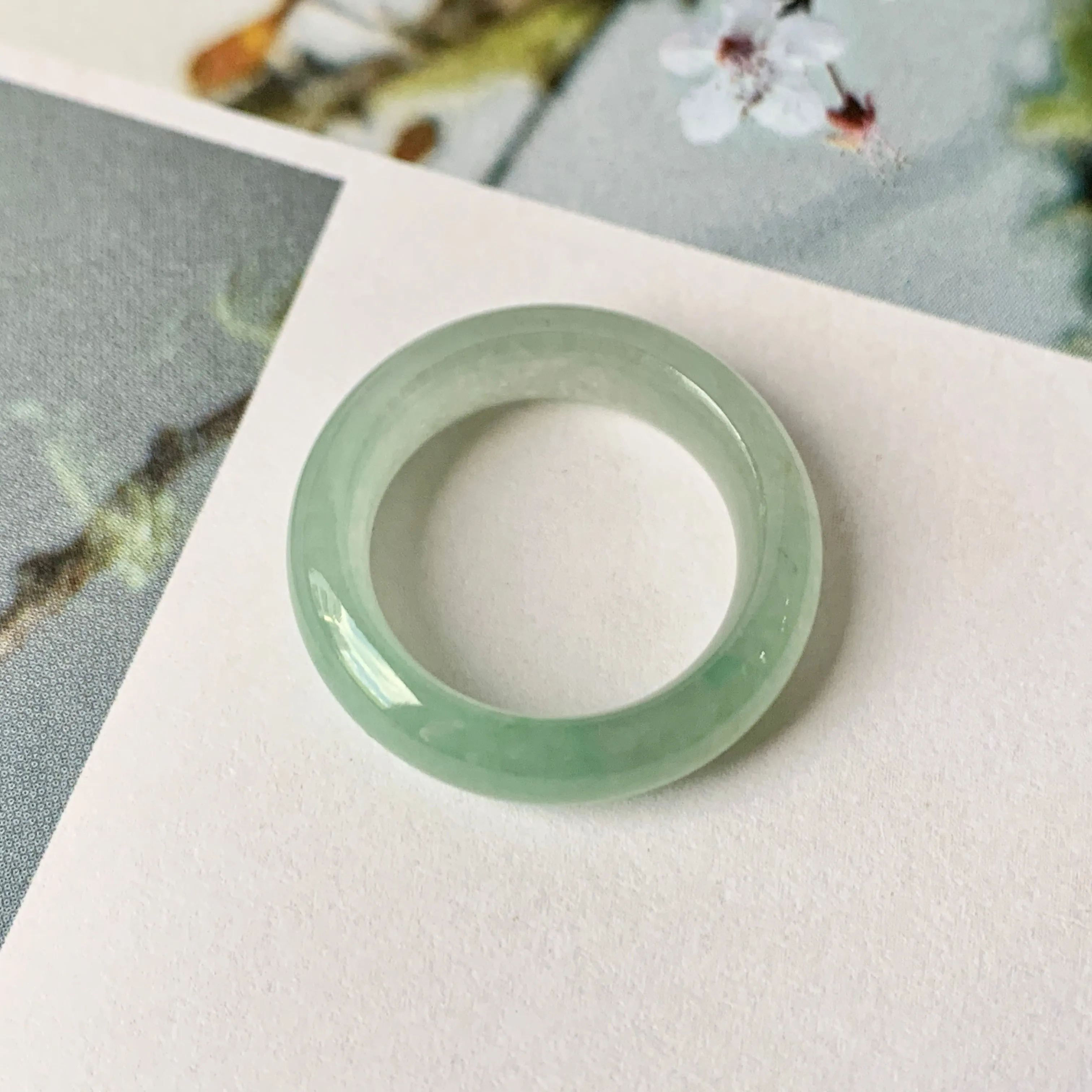 16.9mm A-Grade Natural Green Jadeite Ring Band No.162218