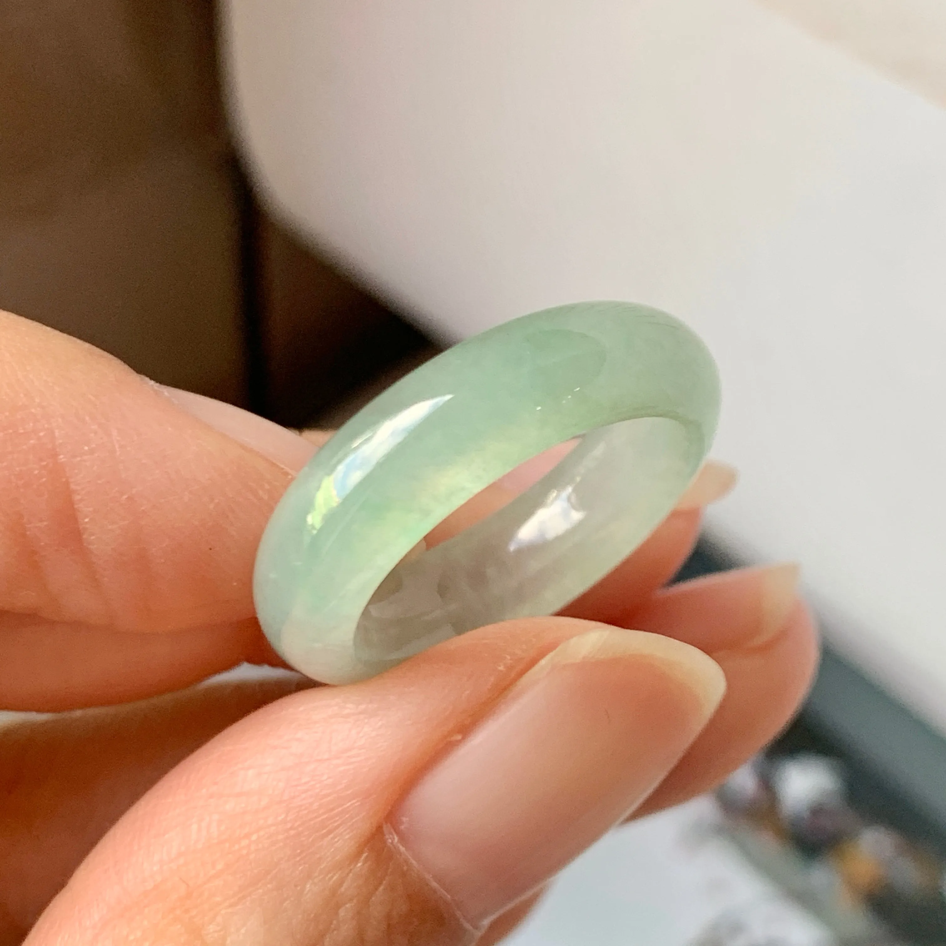 16.9mm A-Grade Natural Green Jadeite Ring Band No.162218