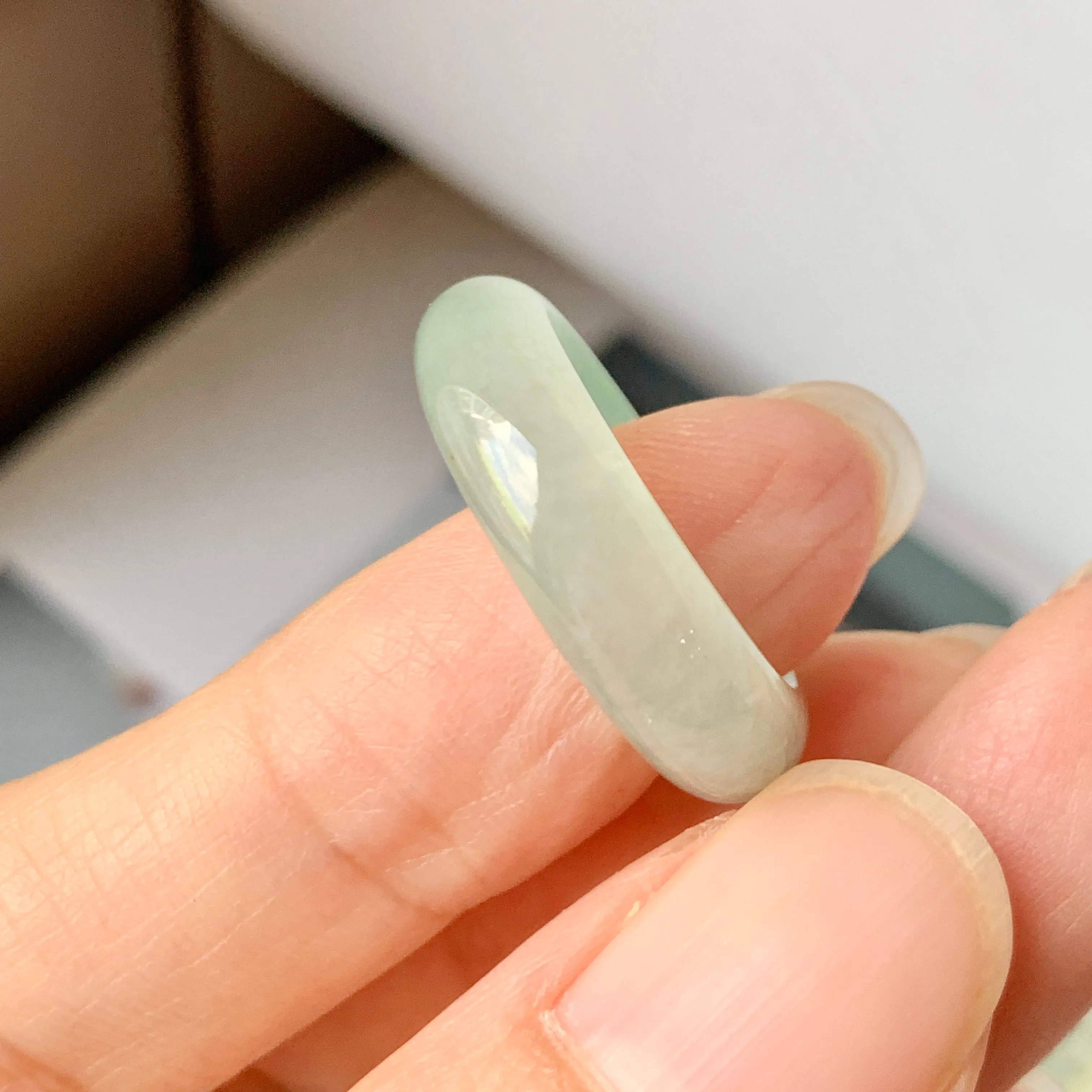 16.9mm A-Grade Natural Green Jadeite Ring Band No.162218