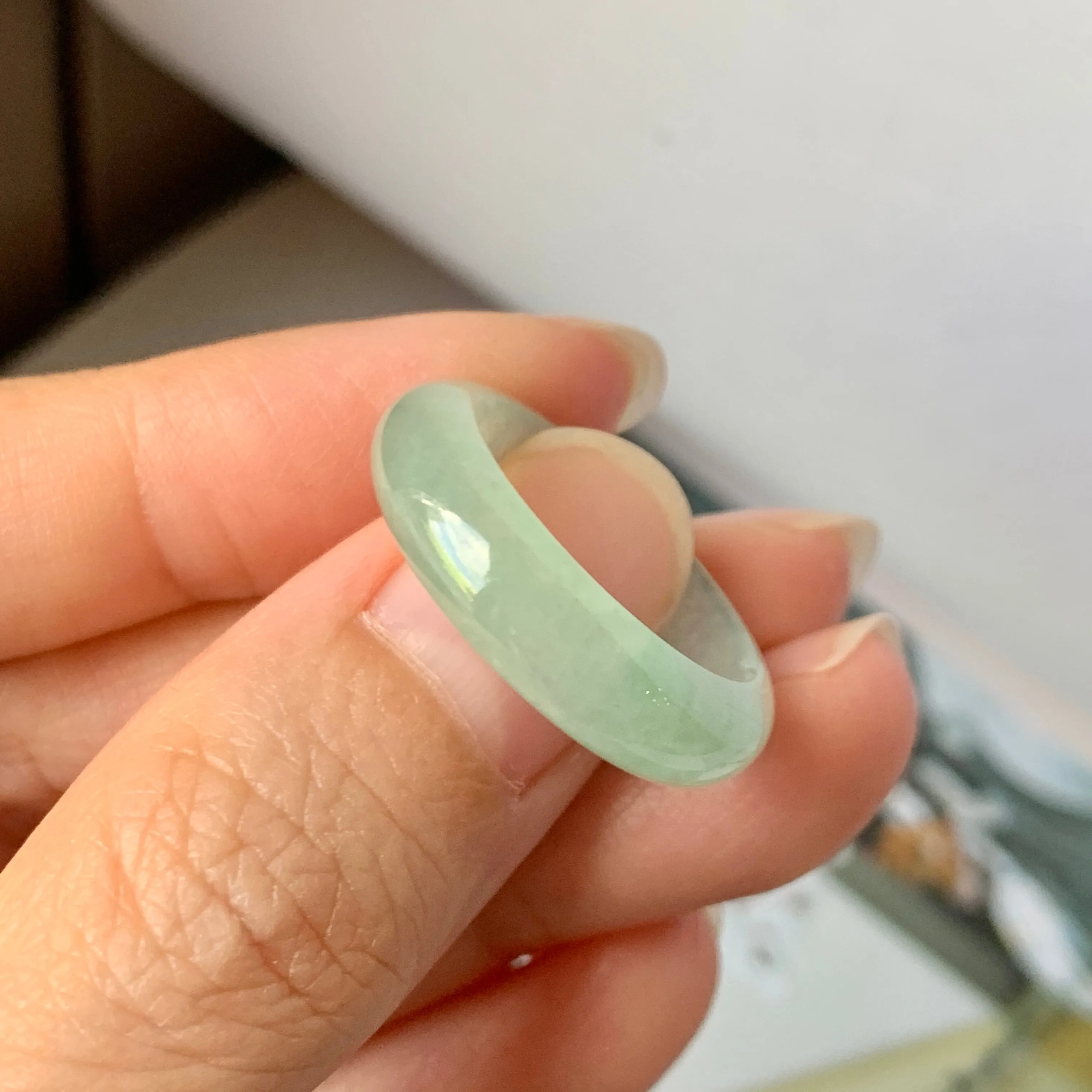 16.9mm A-Grade Natural Green Jadeite Ring Band No.162218