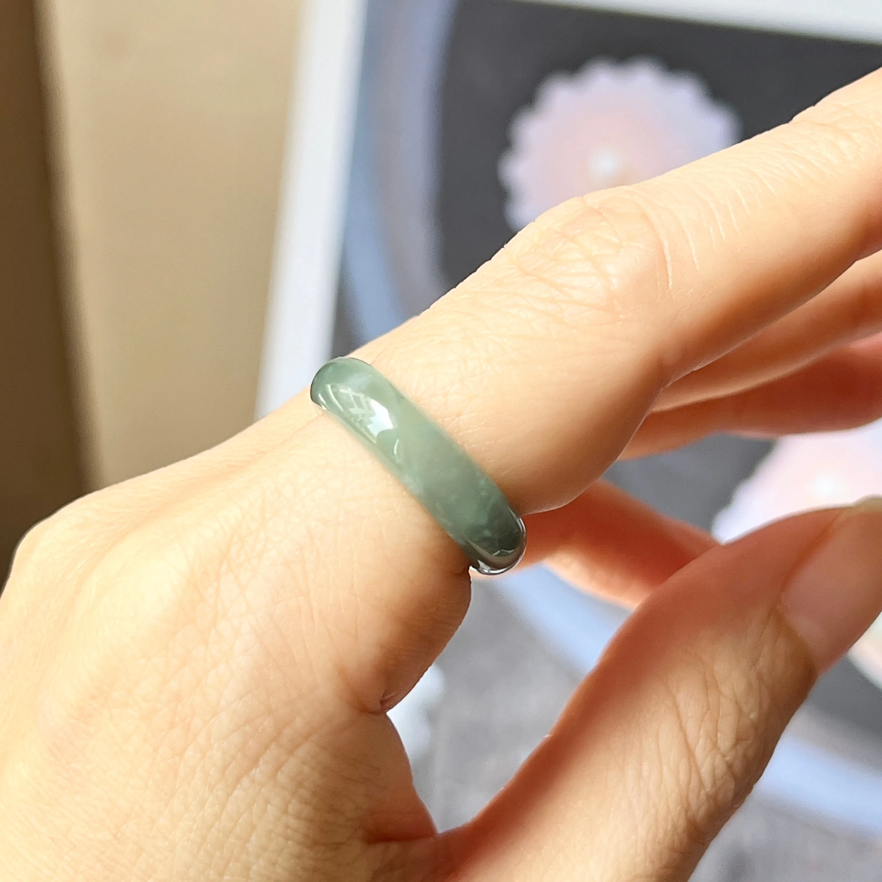 16mm Icy A-Grade Natural Greenish Blue Jadeite Abacus Band No.162107