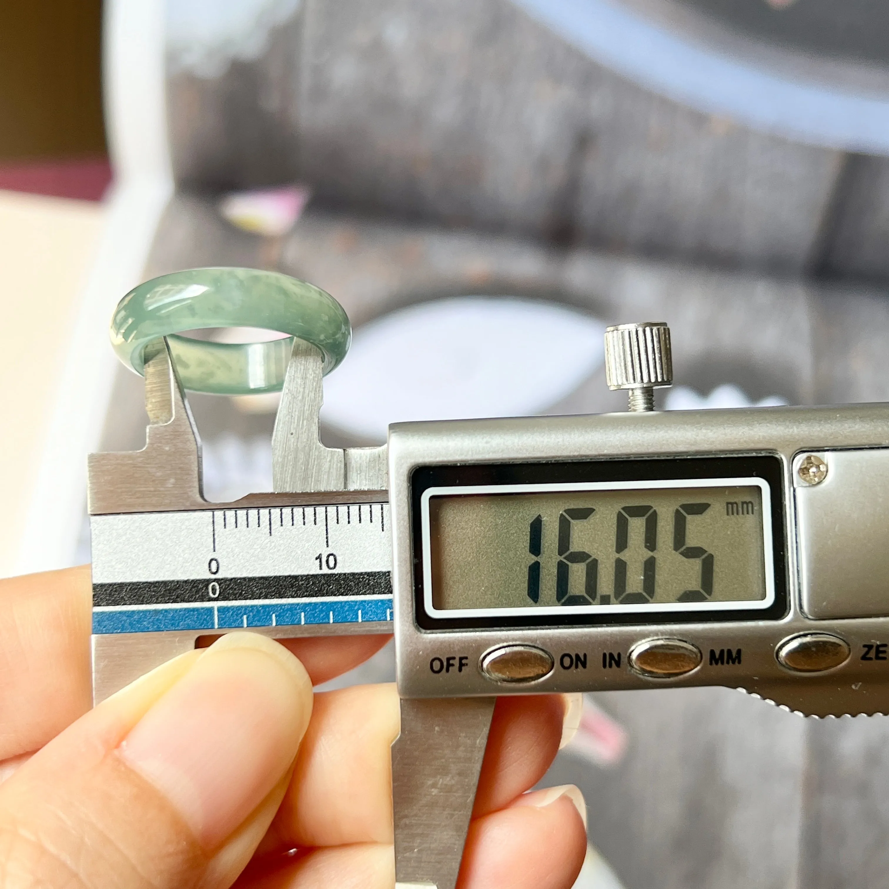 16mm Icy A-Grade Natural Greenish Blue Jadeite Abacus Band No.162107