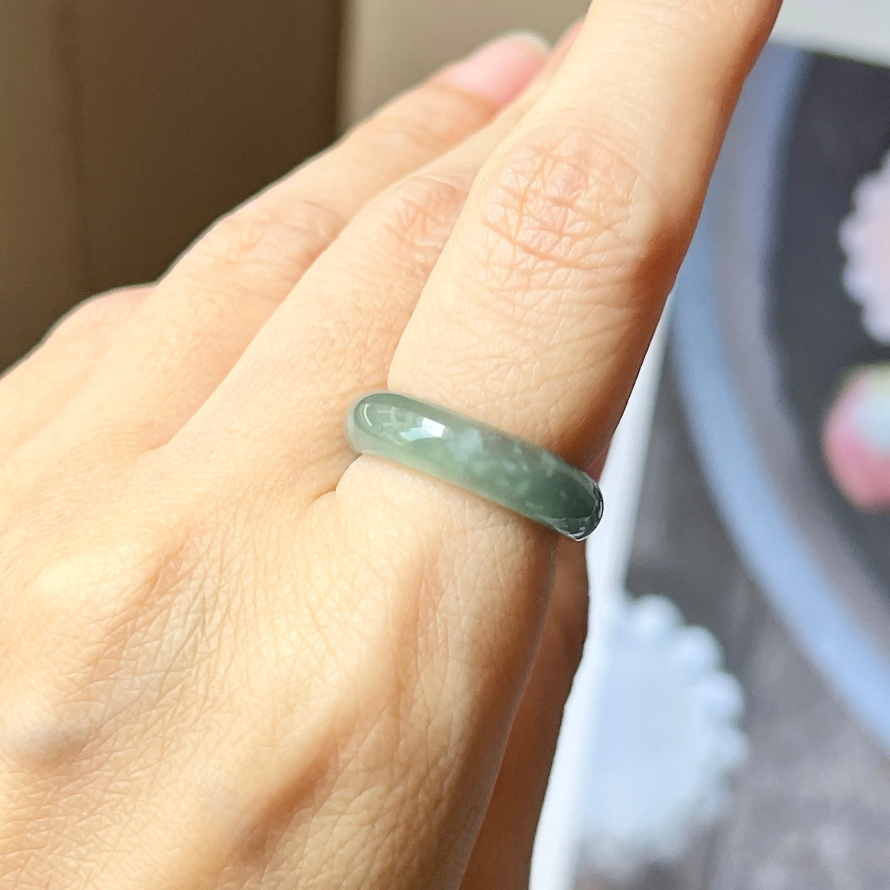 16mm Icy A-Grade Natural Greenish Blue Jadeite Abacus Band No.162107
