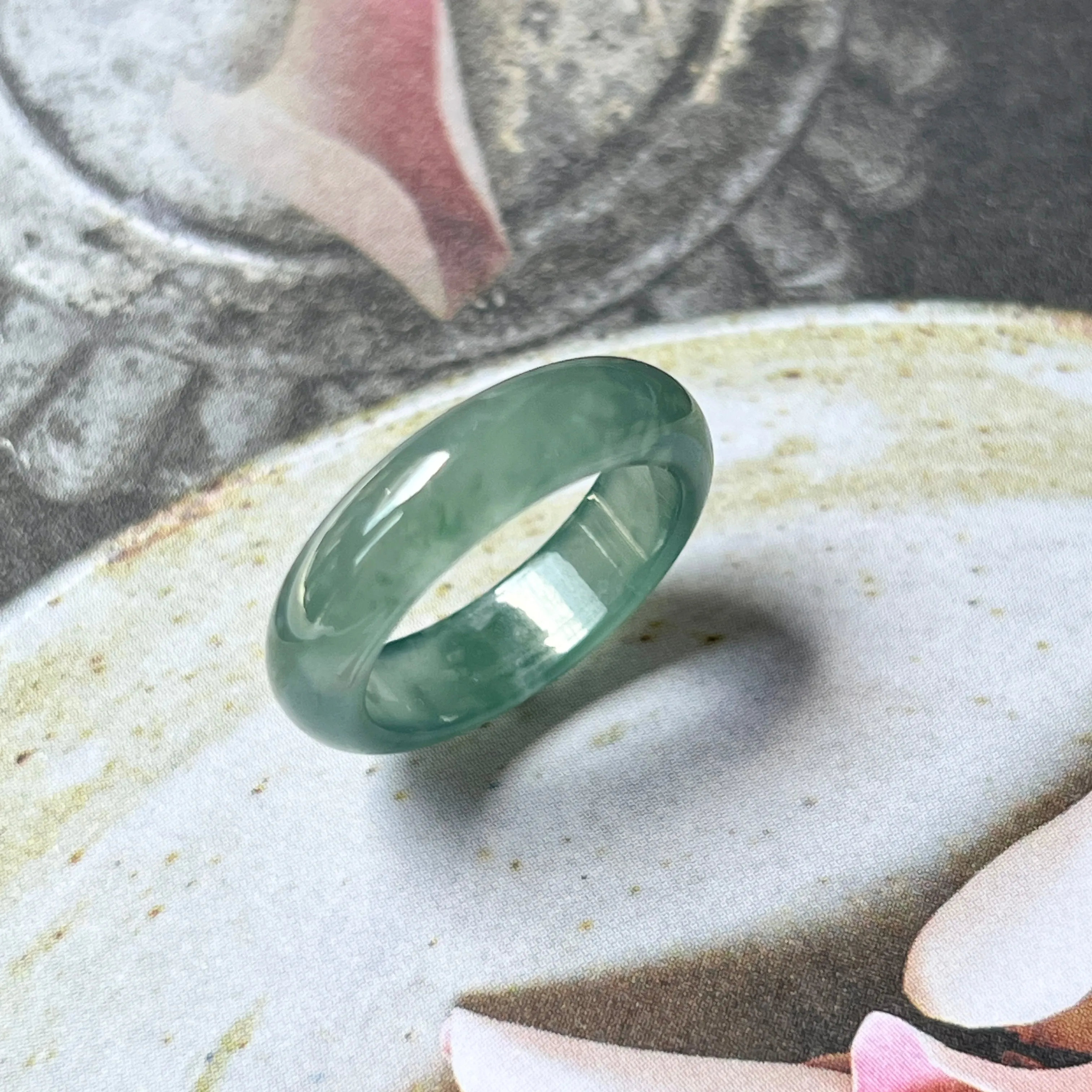 16mm Icy A-Grade Natural Greenish Blue Jadeite Abacus Band No.162107
