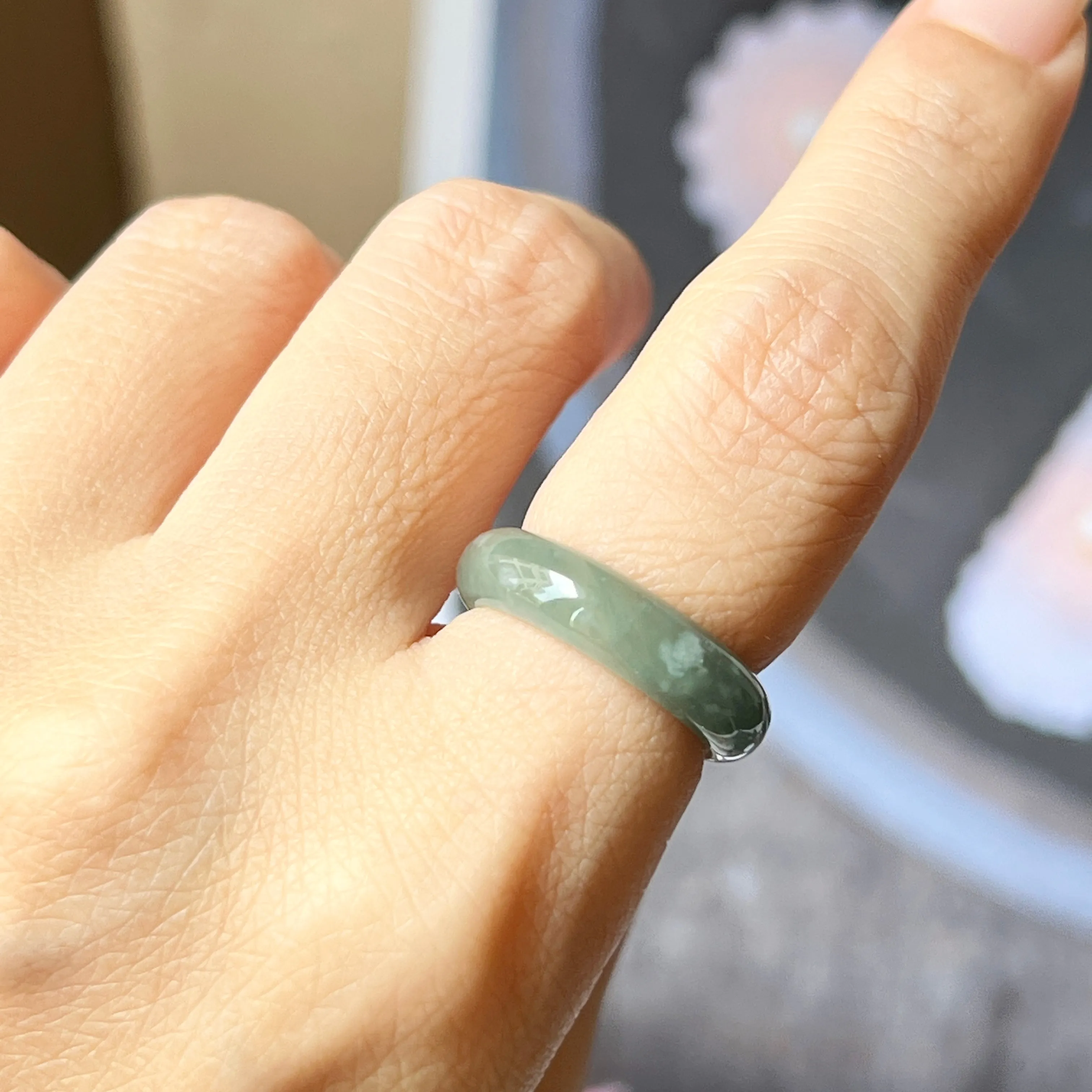 16mm Icy A-Grade Natural Greenish Blue Jadeite Abacus Band No.162107