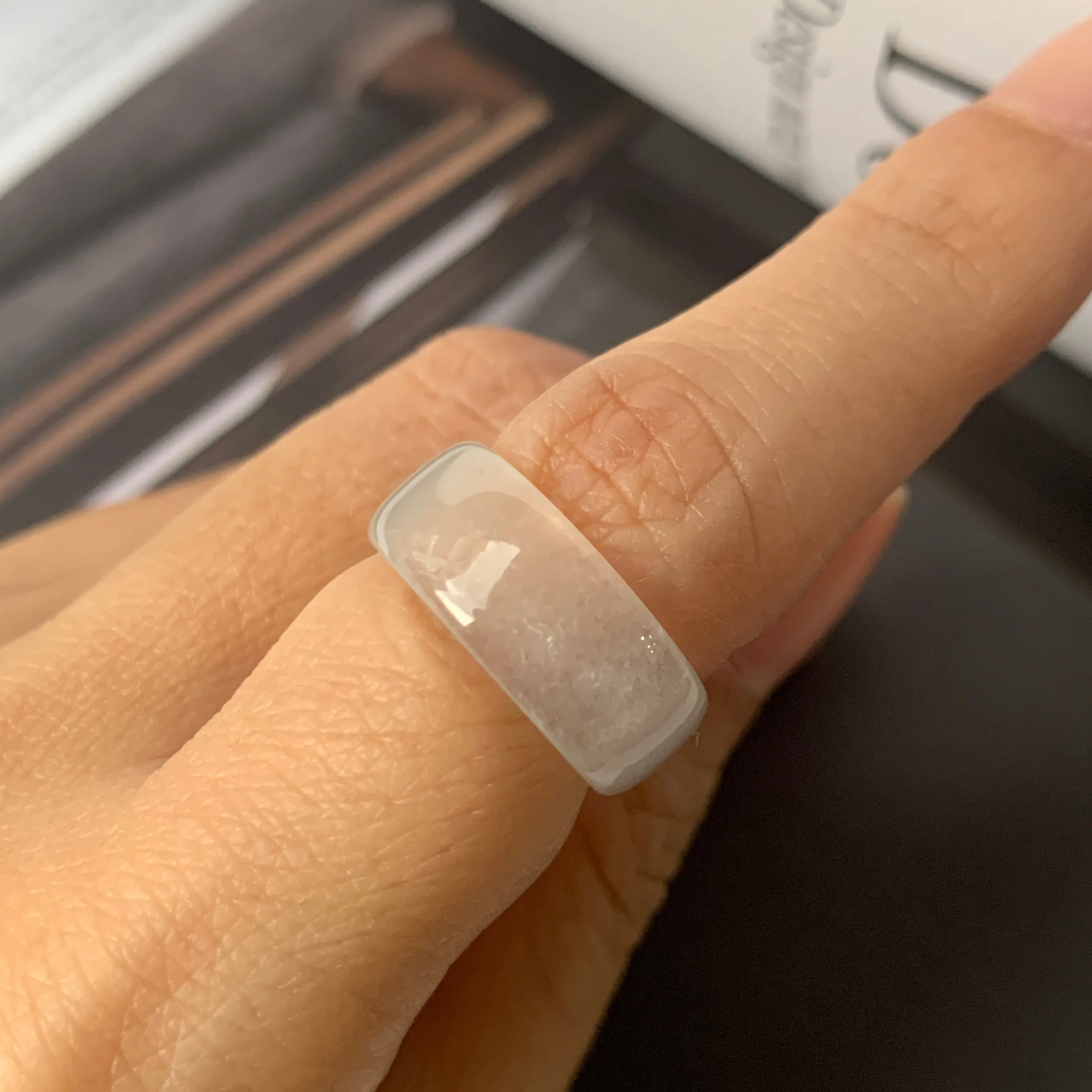 16mm Icy A-Grade Natural Jadeite Ring Band No.162251