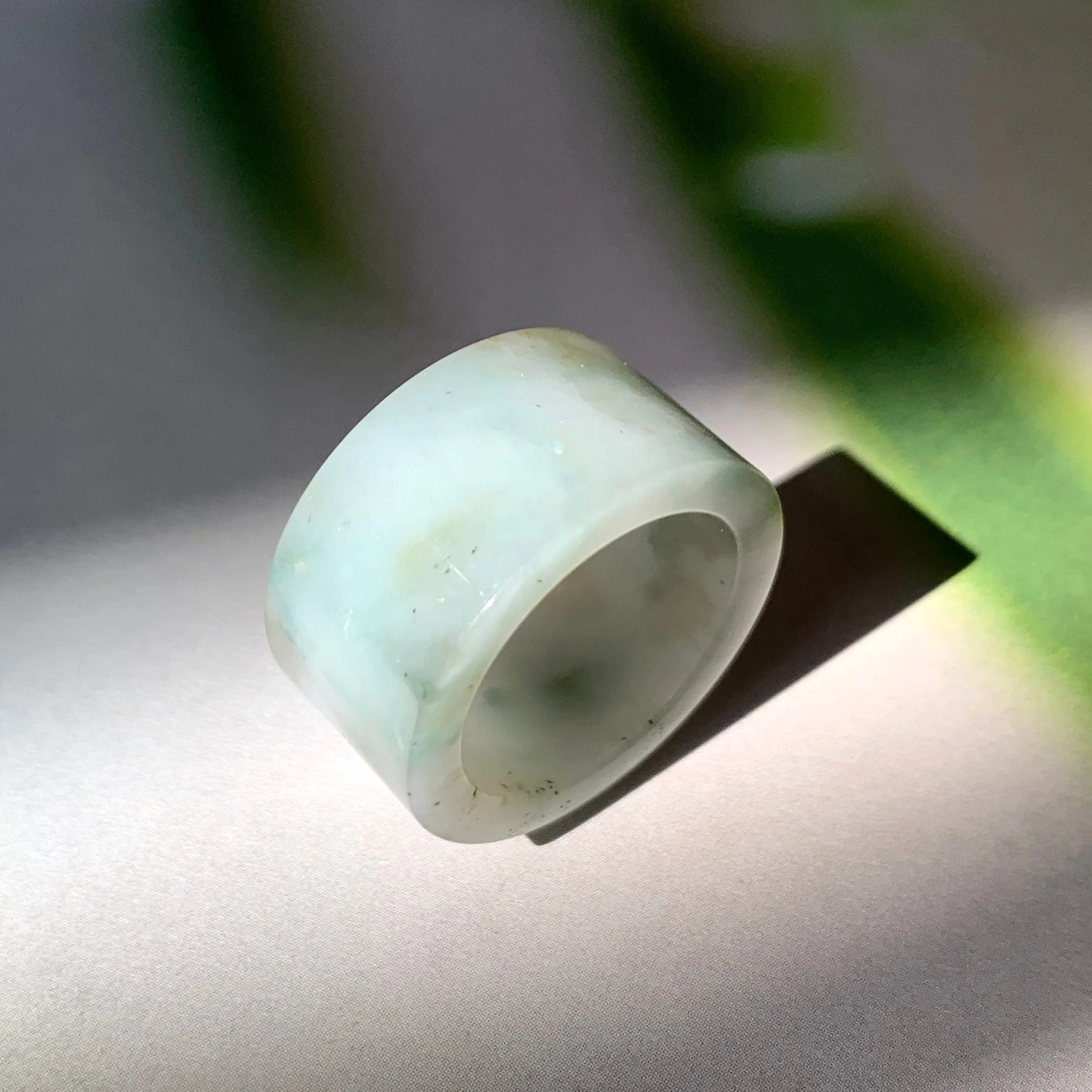 17.1mm A-Grade Natural Floral Jadeite Archer Ring Band No. 161854