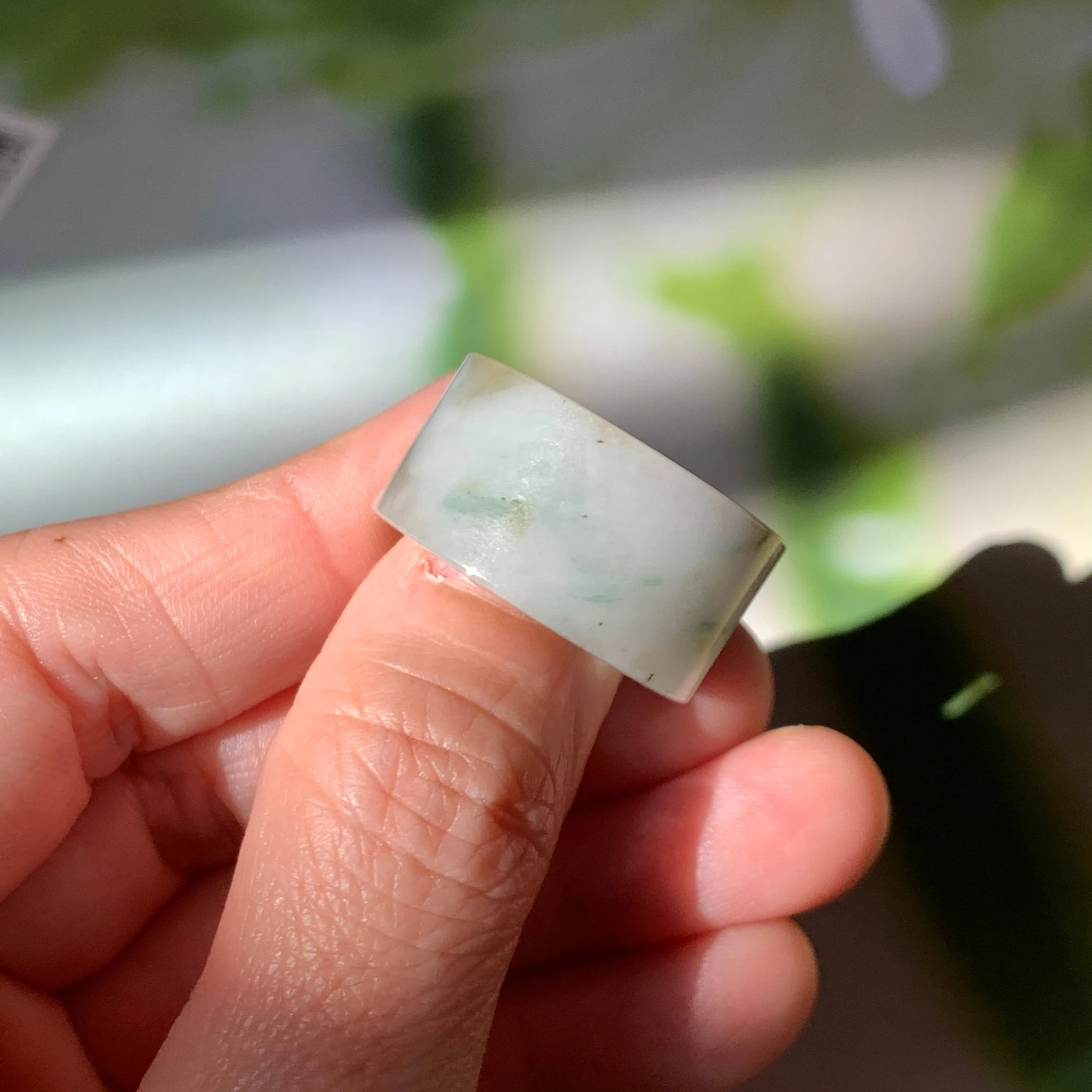 17.1mm A-Grade Natural Floral Jadeite Archer Ring Band No. 161854