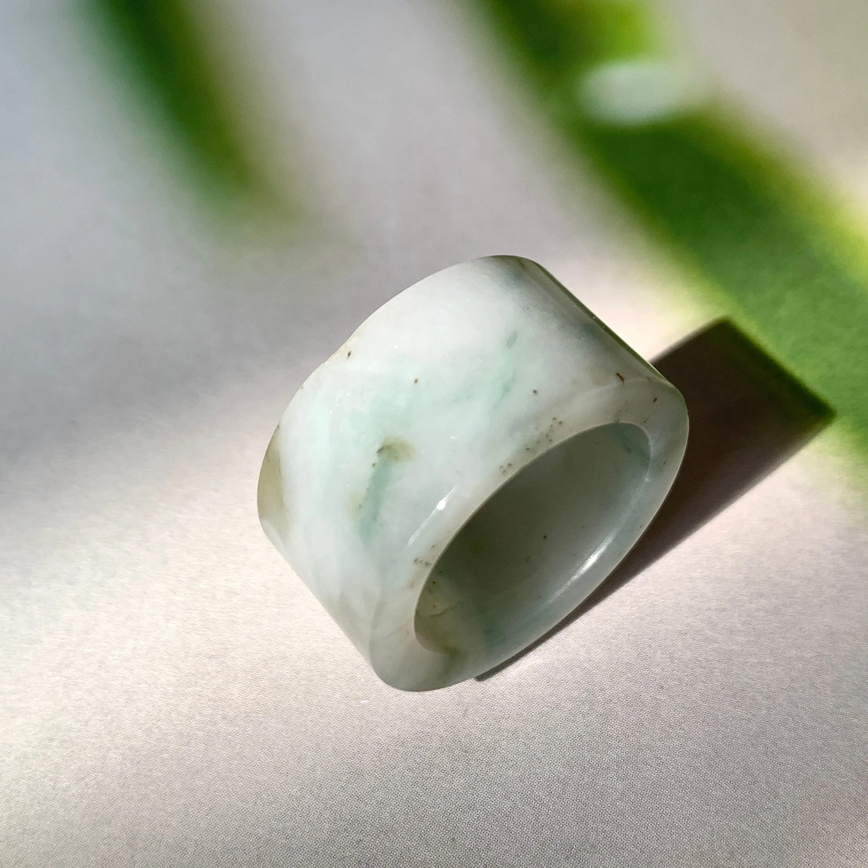 17.1mm A-Grade Natural Floral Jadeite Archer Ring Band No. 161854