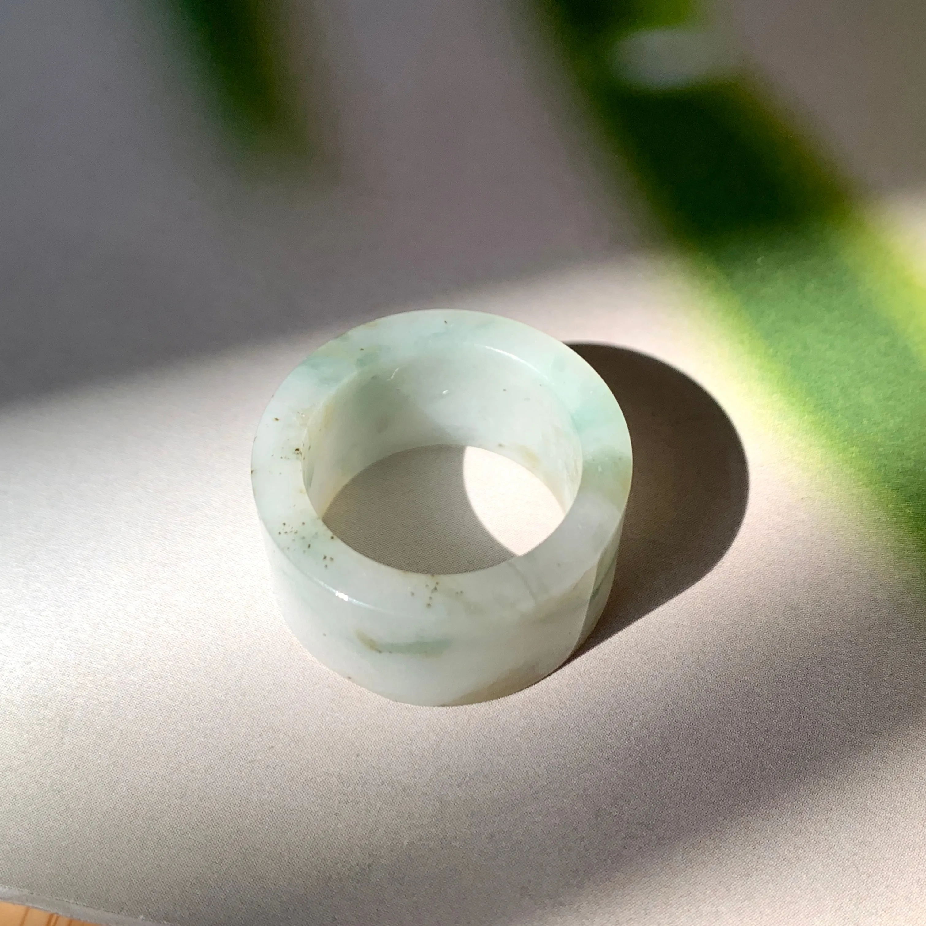 17.1mm A-Grade Natural Floral Jadeite Archer Ring Band No. 161854
