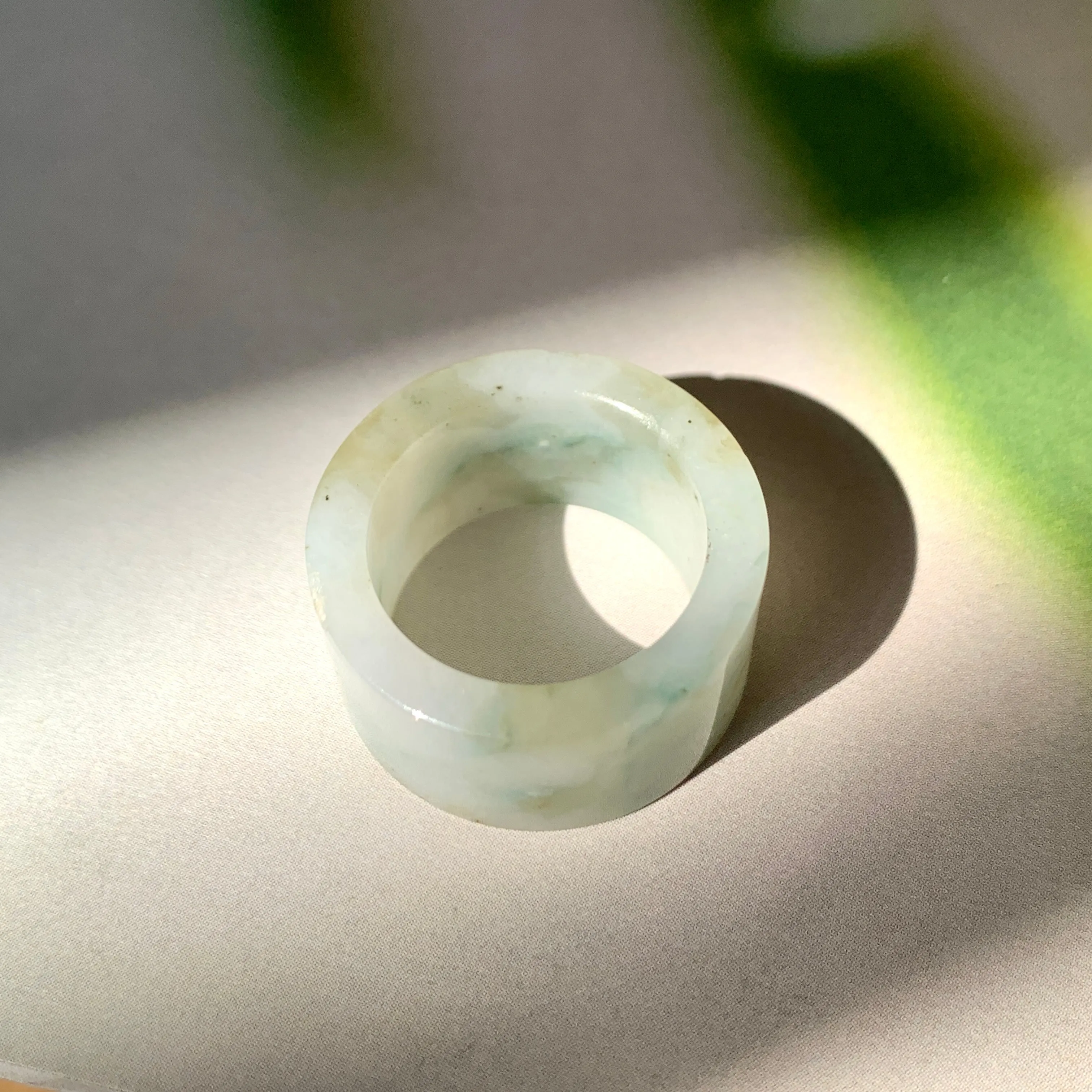 17.1mm A-Grade Natural Floral Jadeite Archer Ring Band No. 161854