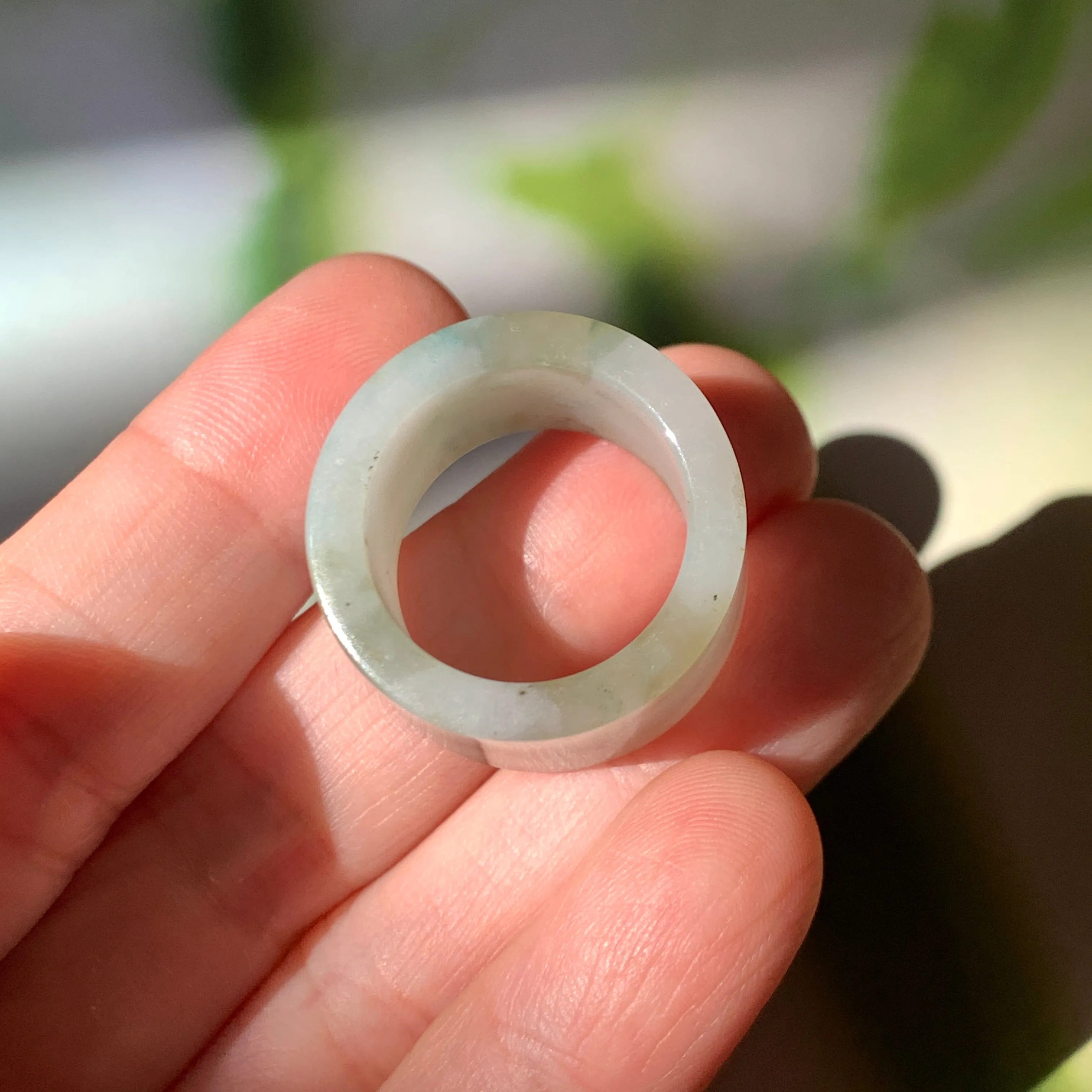 17.1mm A-Grade Natural Floral Jadeite Archer Ring Band No. 161854