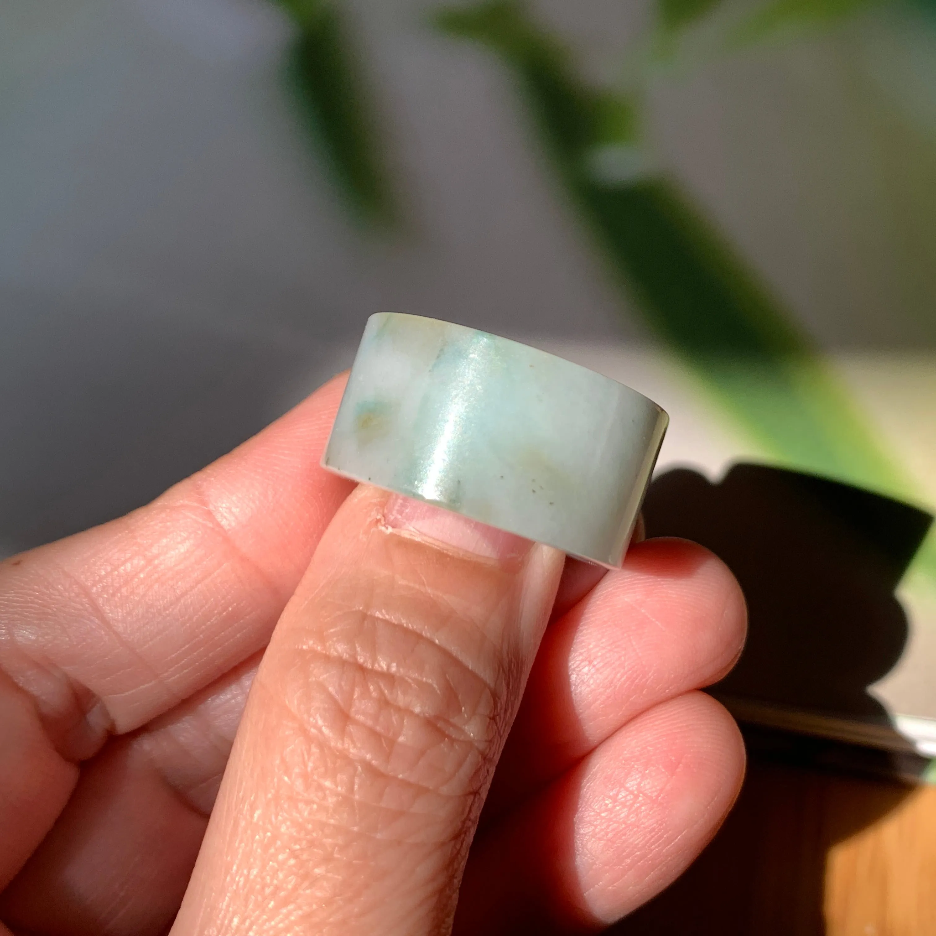 17.1mm A-Grade Natural Floral Jadeite Archer Ring Band No. 161854