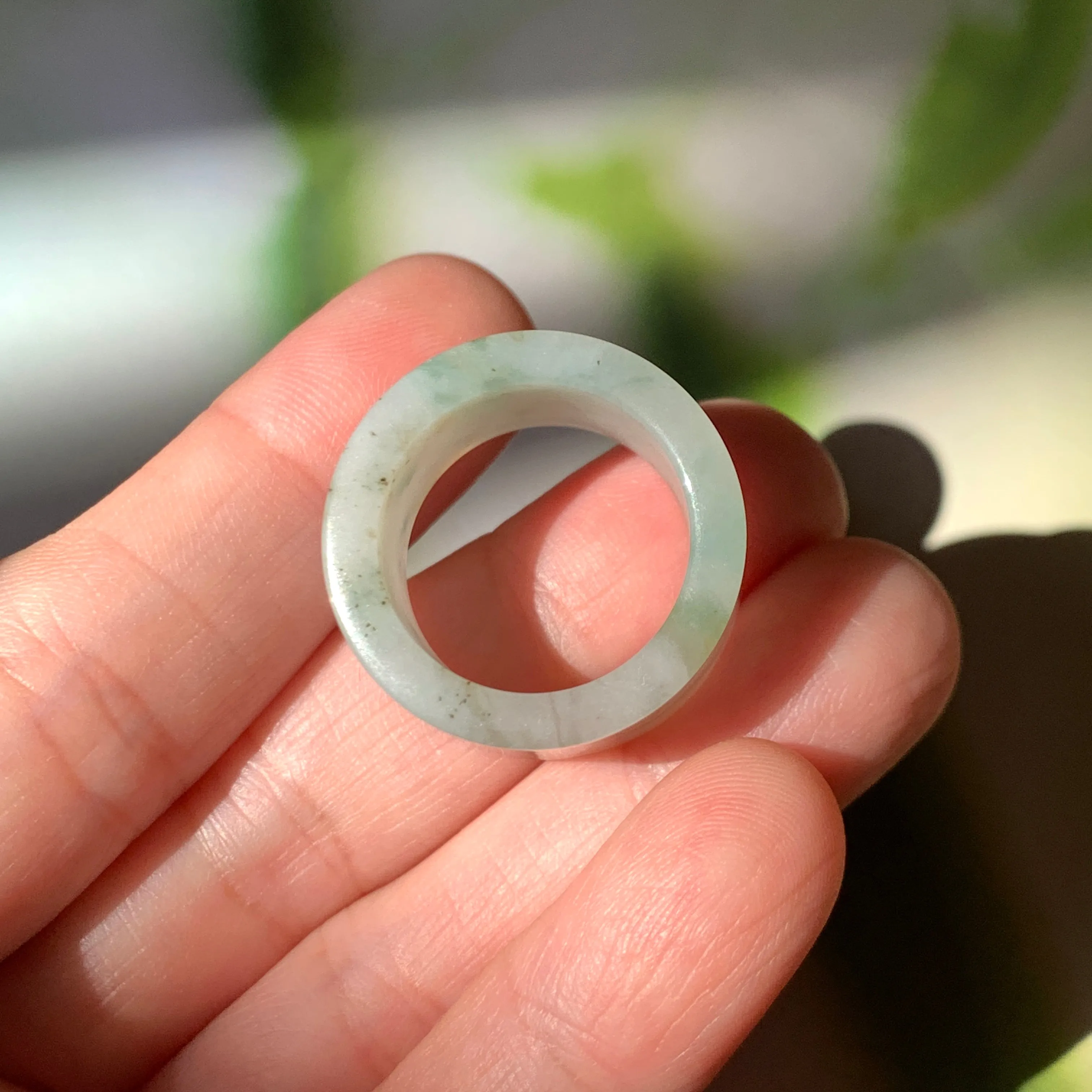 17.1mm A-Grade Natural Floral Jadeite Archer Ring Band No. 161854