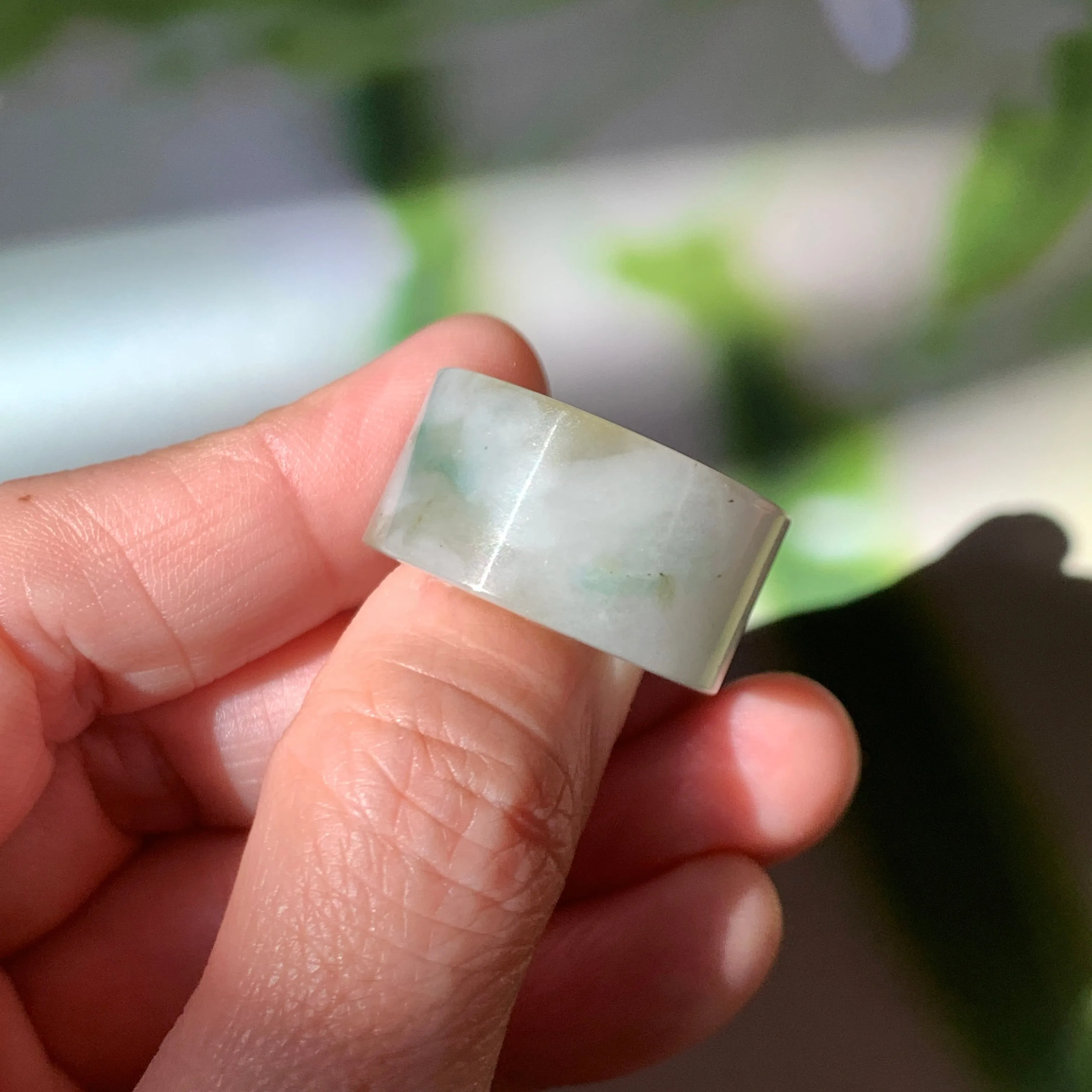 17.1mm A-Grade Natural Floral Jadeite Archer Ring Band No. 161854