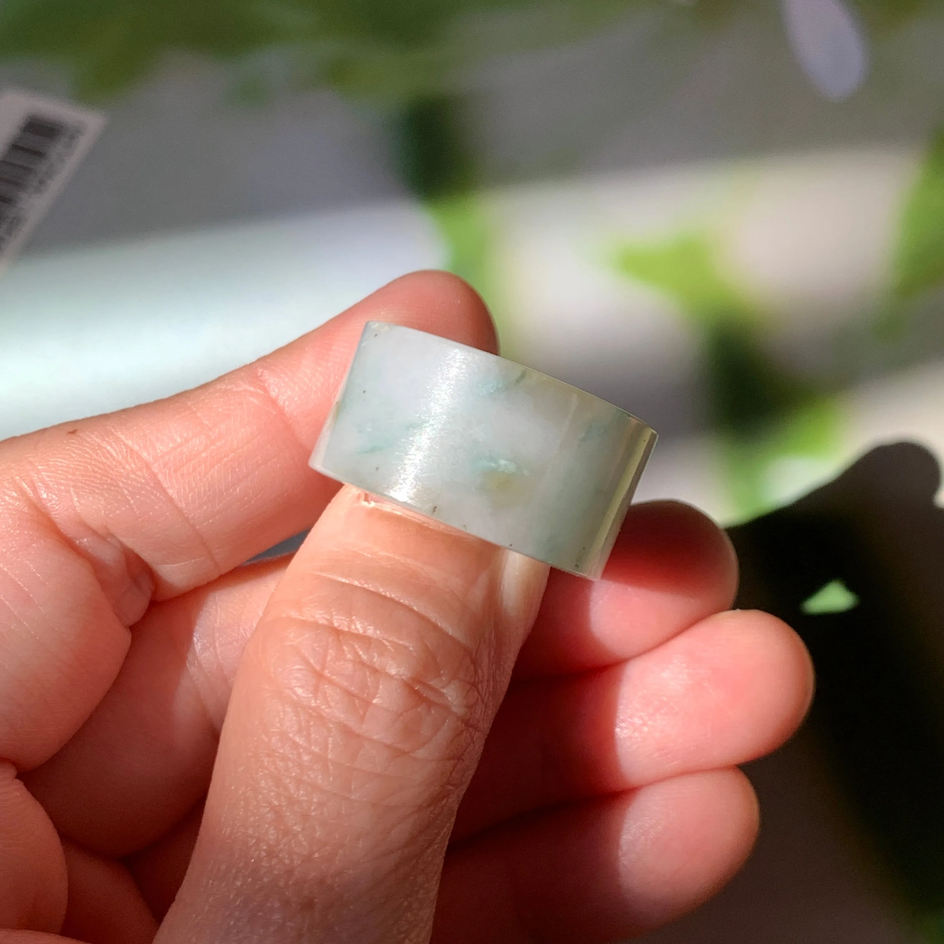 17.1mm A-Grade Natural Floral Jadeite Archer Ring Band No. 161854