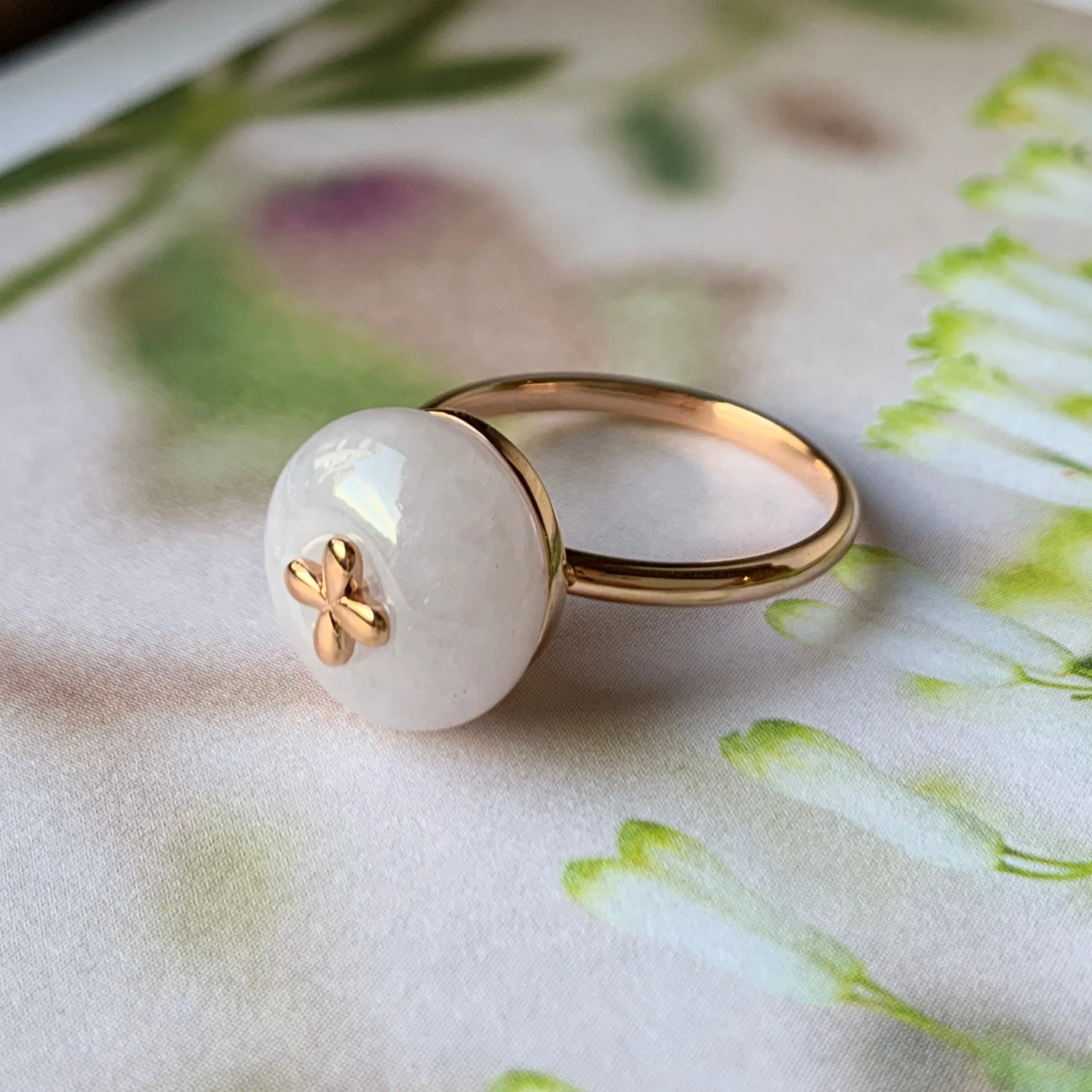17.2mm A-Grade Natural Lilac Jadeite Donut Bespoke Ring (Lilac Flower) No.162213