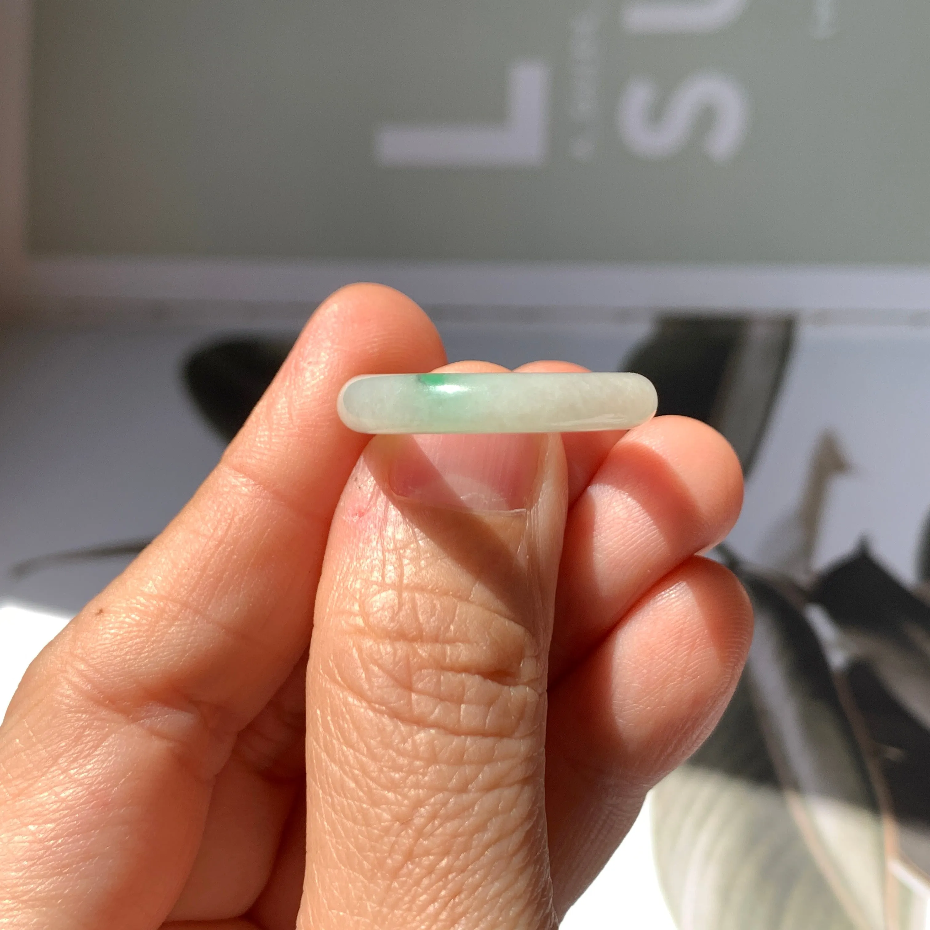 17.4mm A-Grade Natural Moss On Snow Abacus Ring Band No.162212