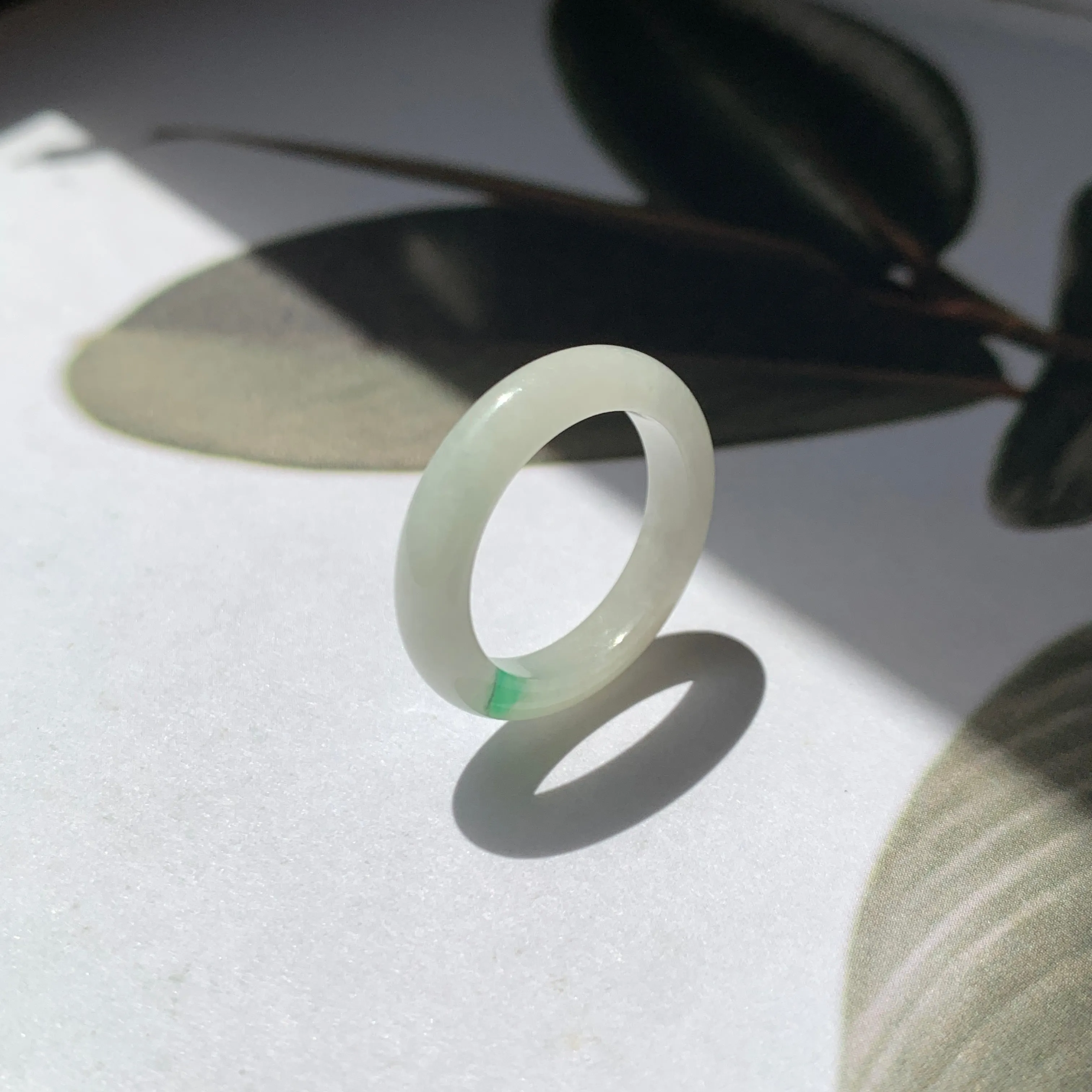 17.4mm A-Grade Natural Moss On Snow Abacus Ring Band No.162212