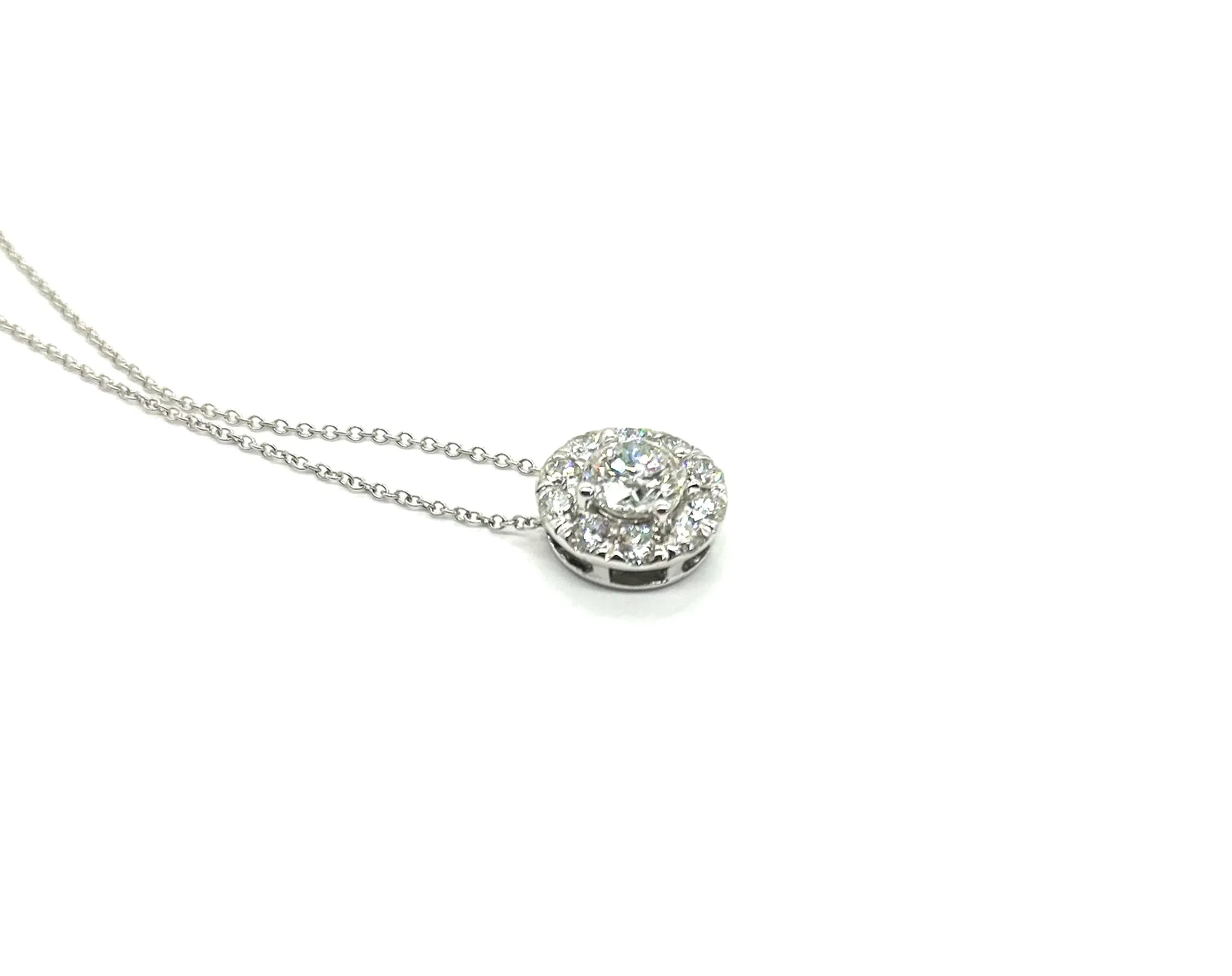 1.75CTW 14K White Gold Lab Grown Round Diamond Halo Pendant (Chain Seperate)
