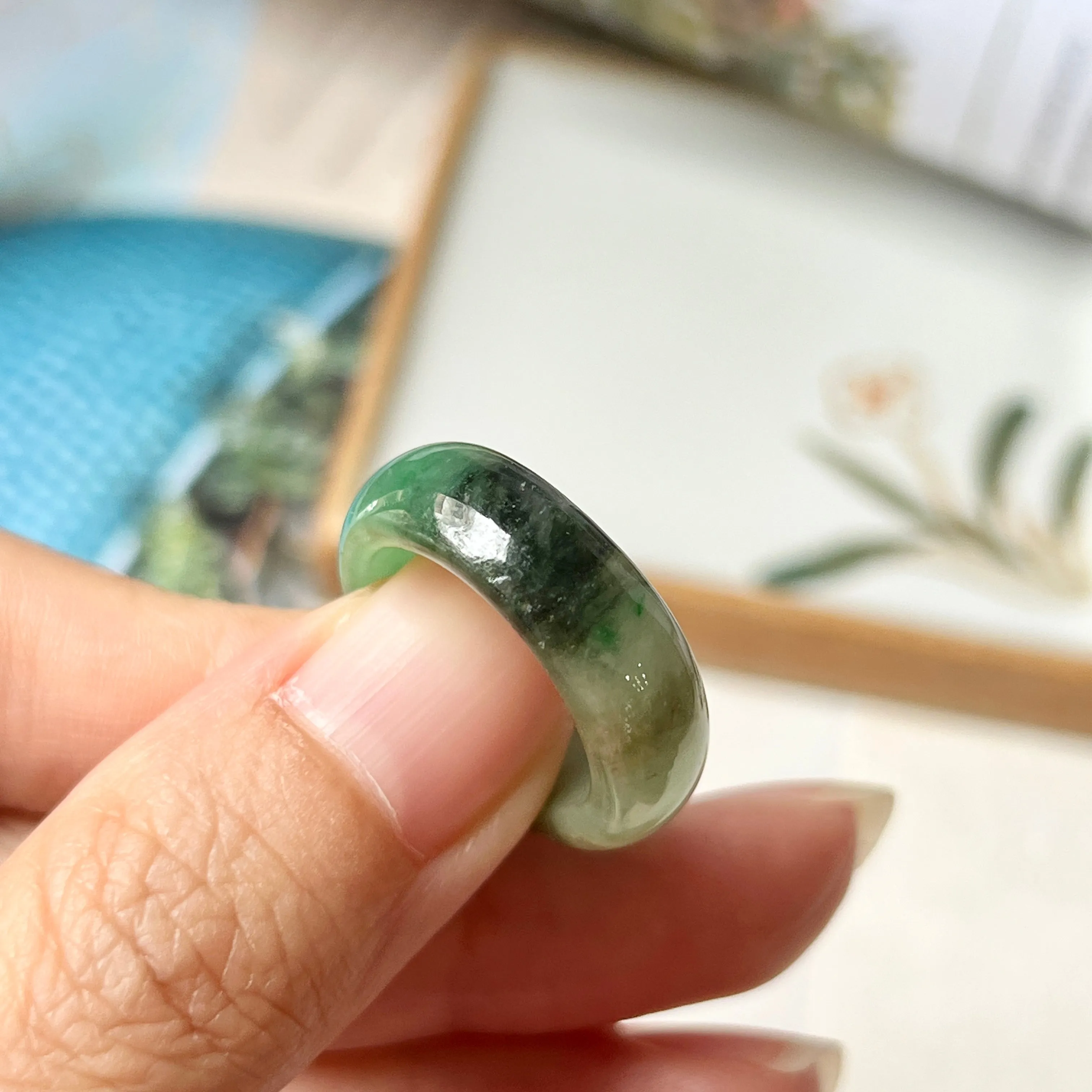 High-Quality 17mm Natural Imperial Green Jadeite Abacus Band - Grade A