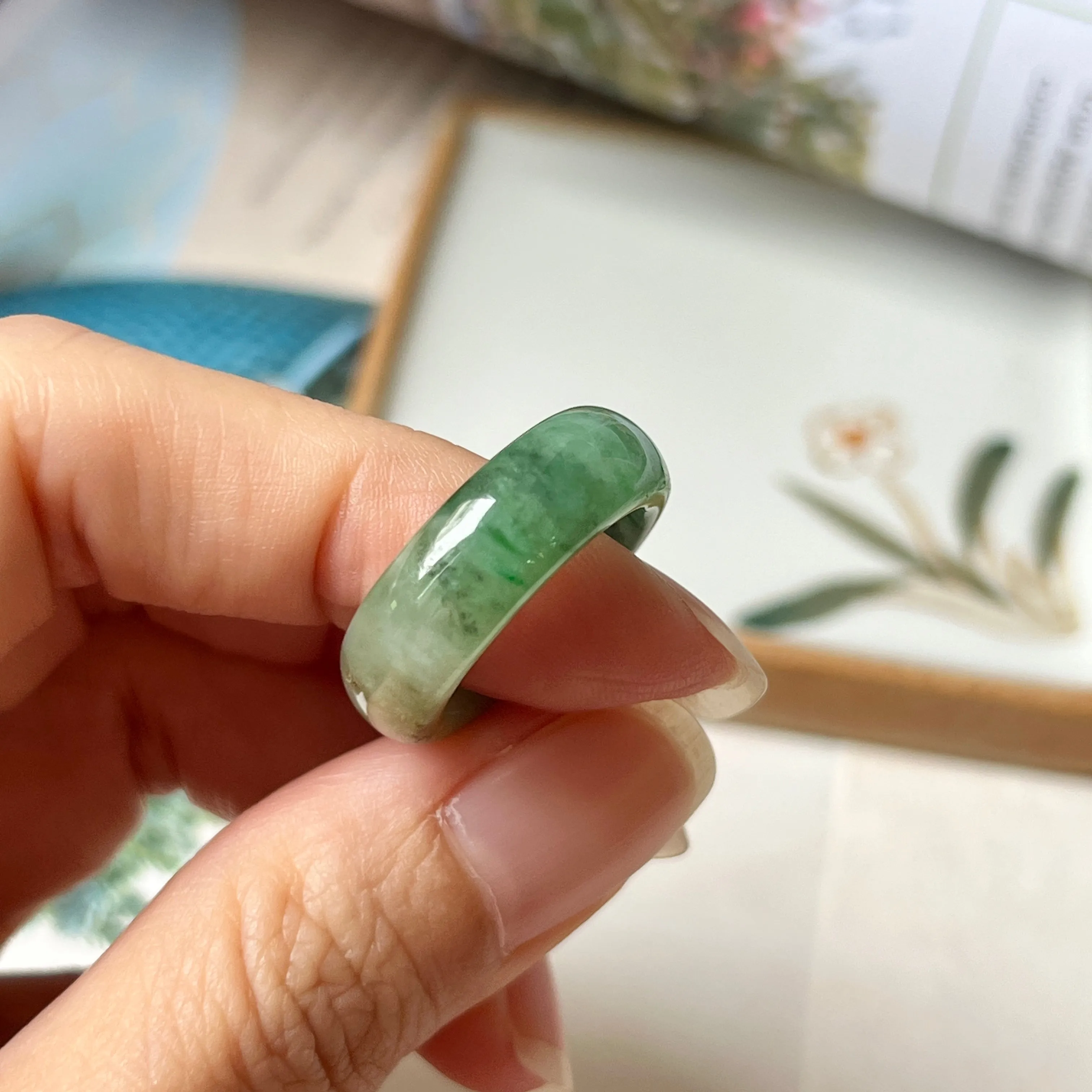 High-Quality 17mm Natural Imperial Green Jadeite Abacus Band - Grade A