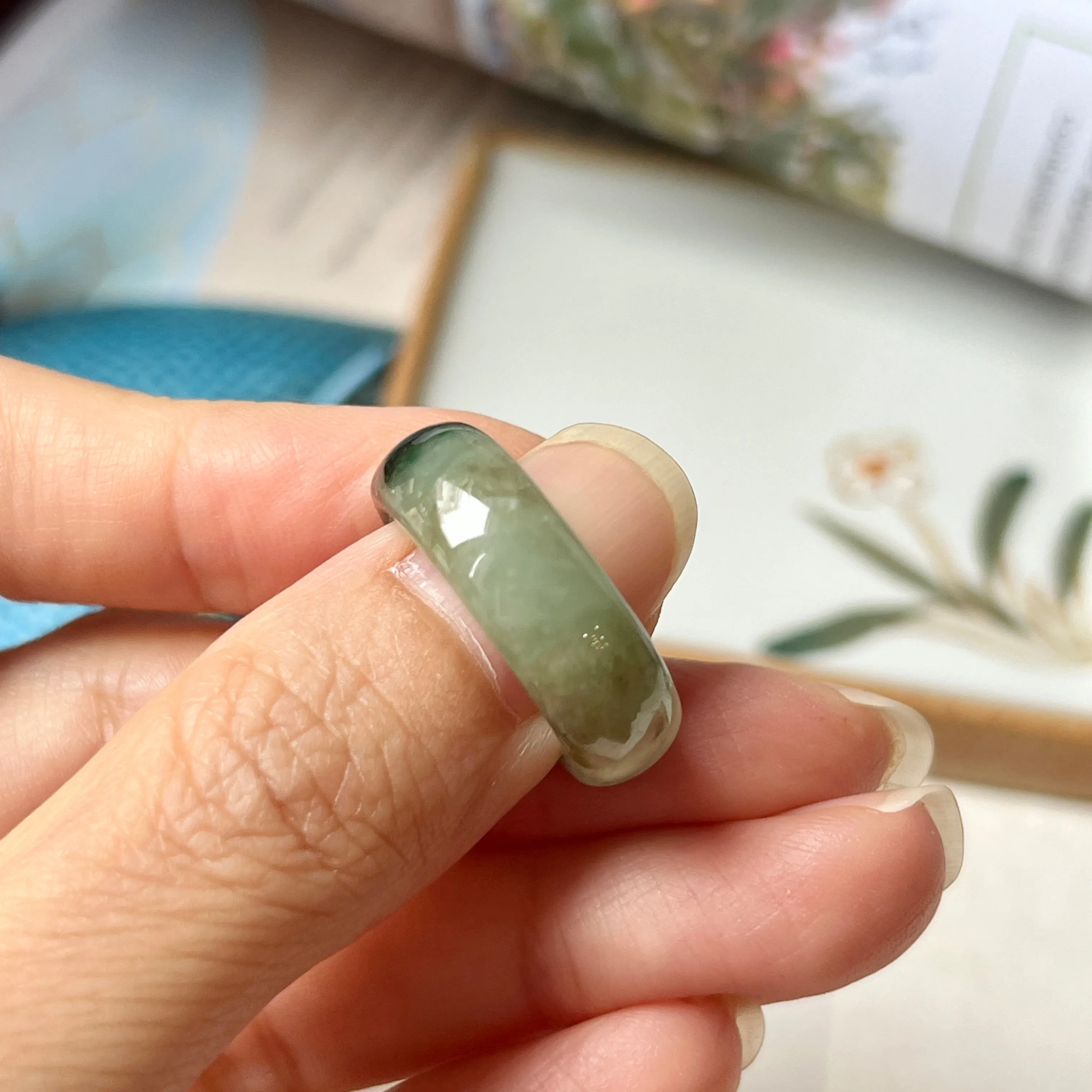High-Quality 17mm Natural Imperial Green Jadeite Abacus Band - Grade A