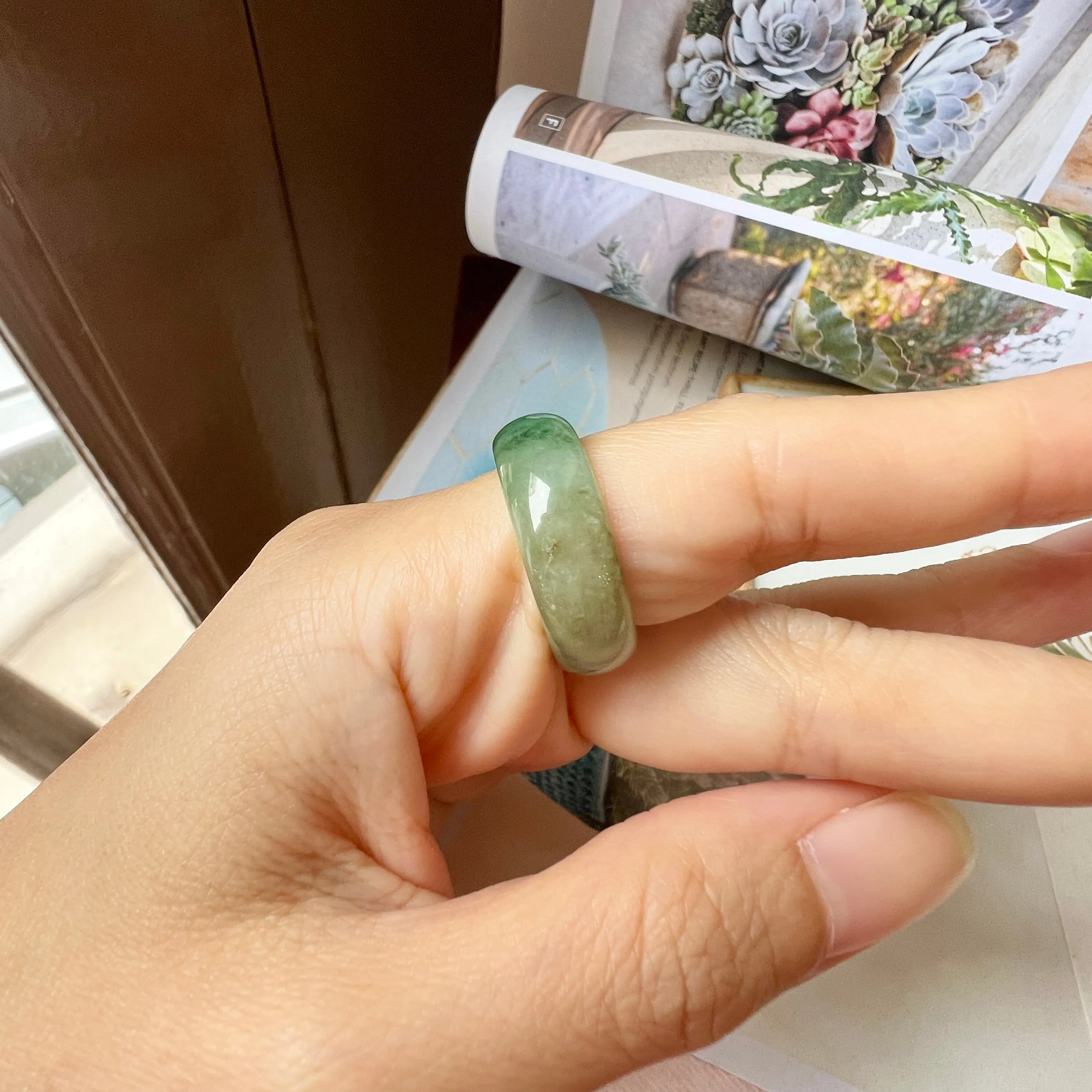 High-Quality 17mm Natural Imperial Green Jadeite Abacus Band - Grade A