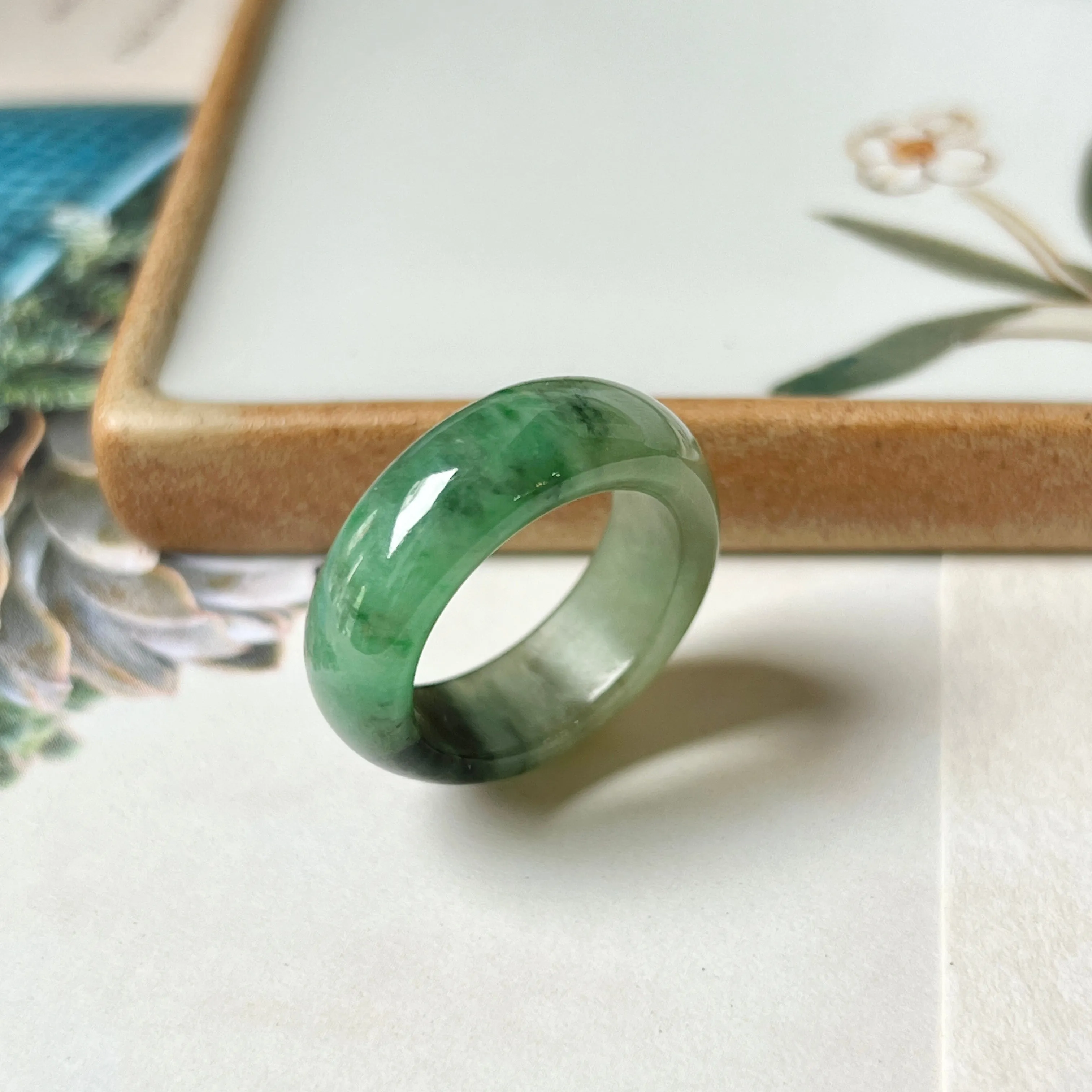 High-Quality 17mm Natural Imperial Green Jadeite Abacus Band - Grade A