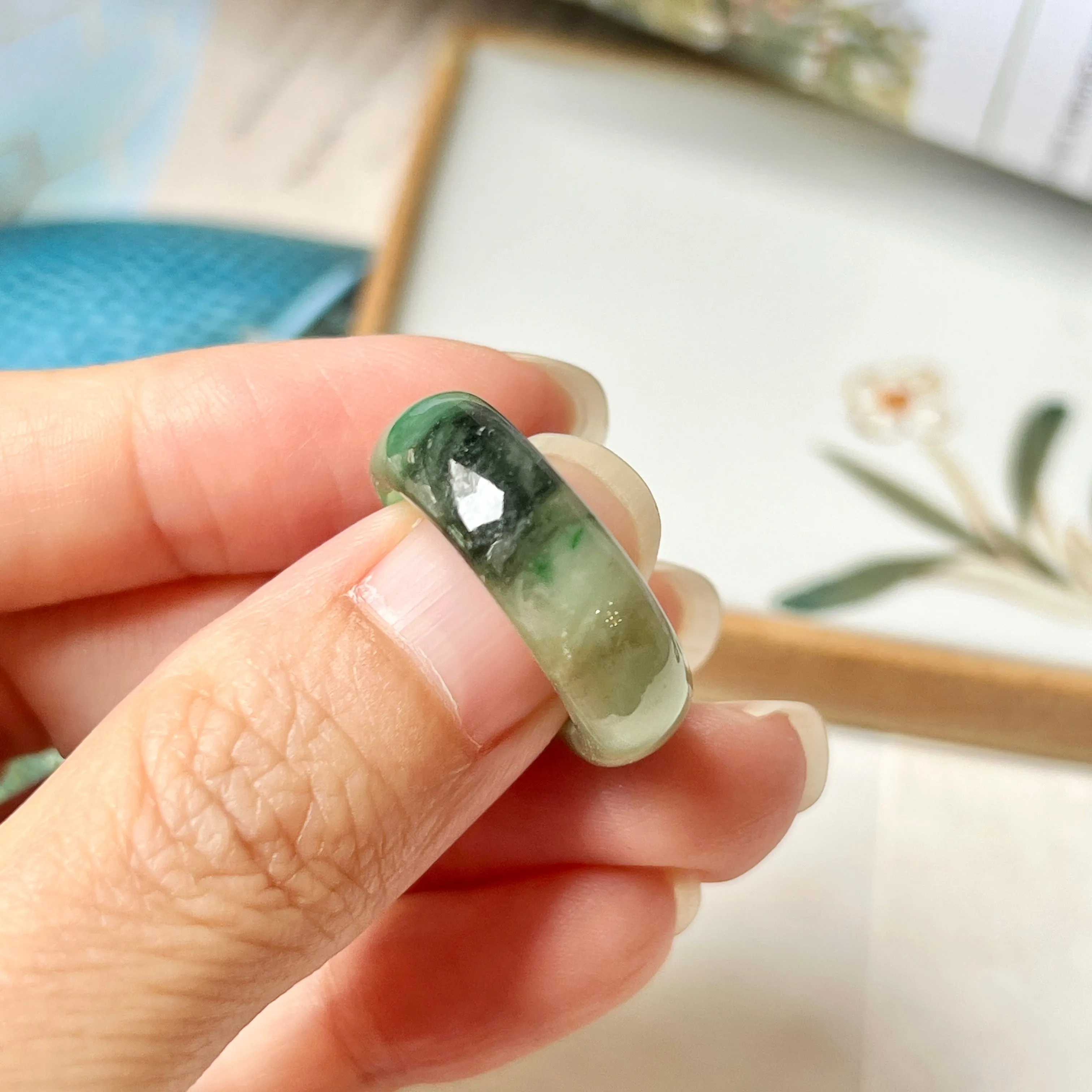 High-Quality 17mm Natural Imperial Green Jadeite Abacus Band - Grade A